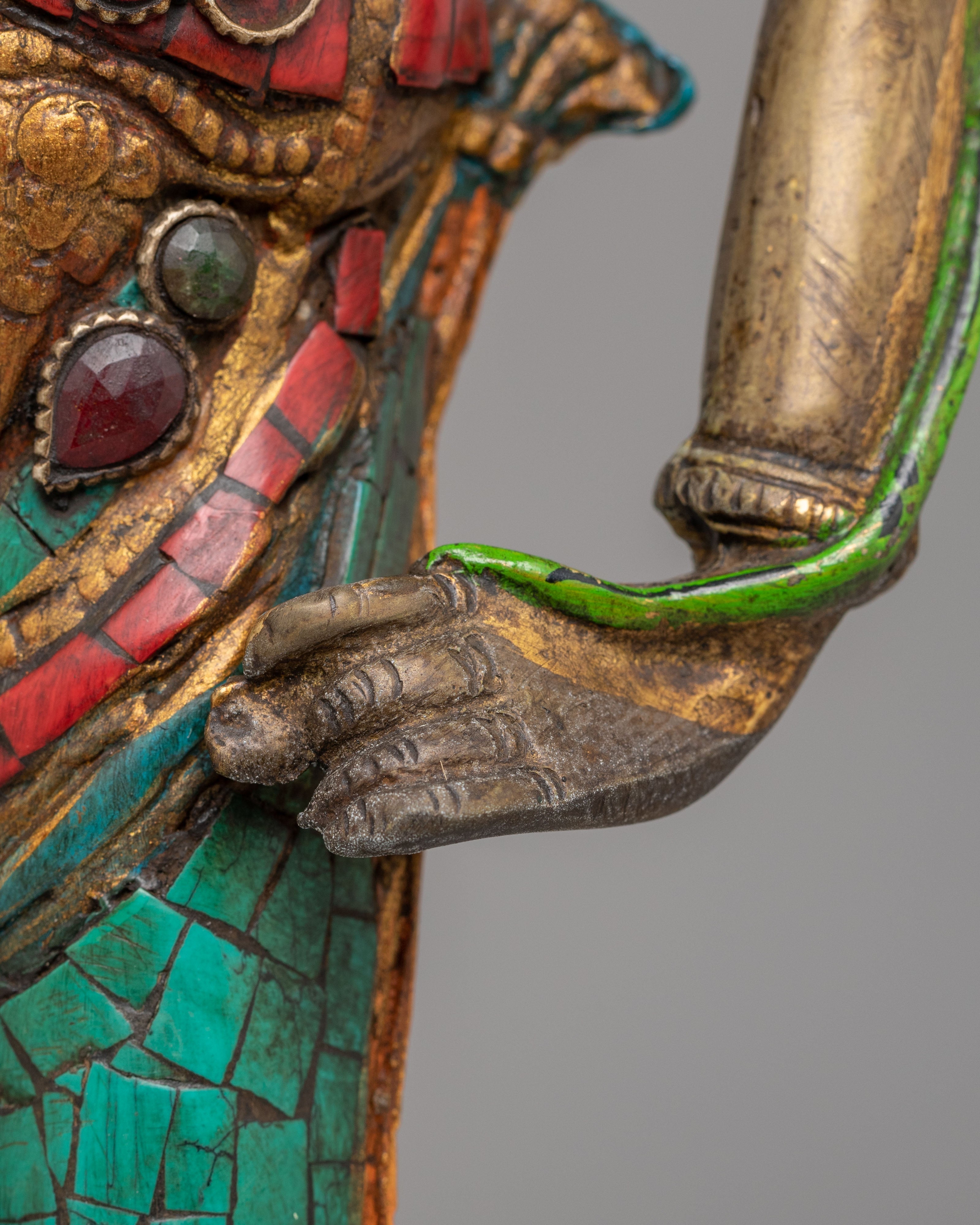 Traditional Standing Green Tara Altar Sculpture | Bronze Buddhist Deity Statue