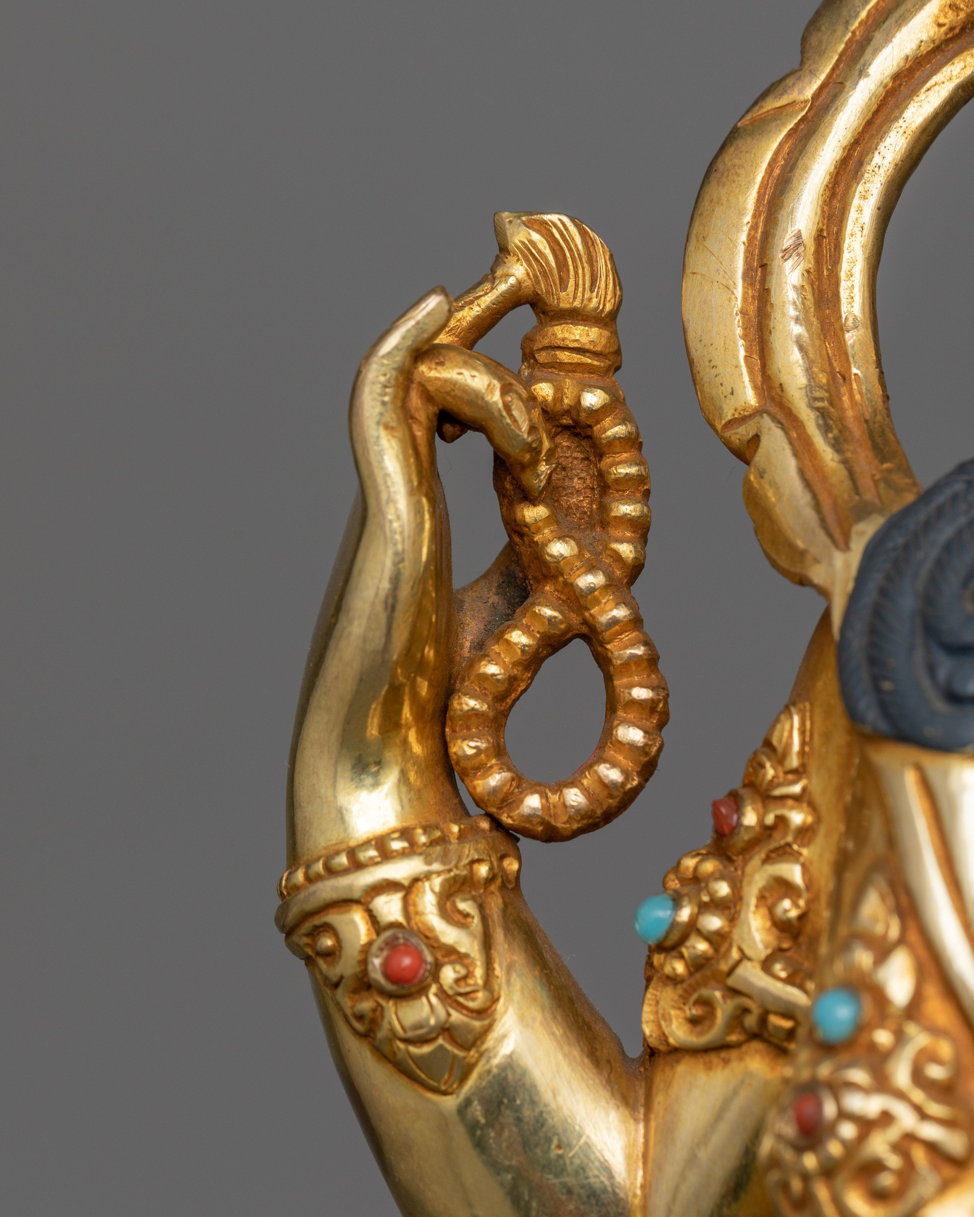 24K Gold-Gilded Chenrezig Statue | Handcrafted Gemstone-Embellished Sculpture
