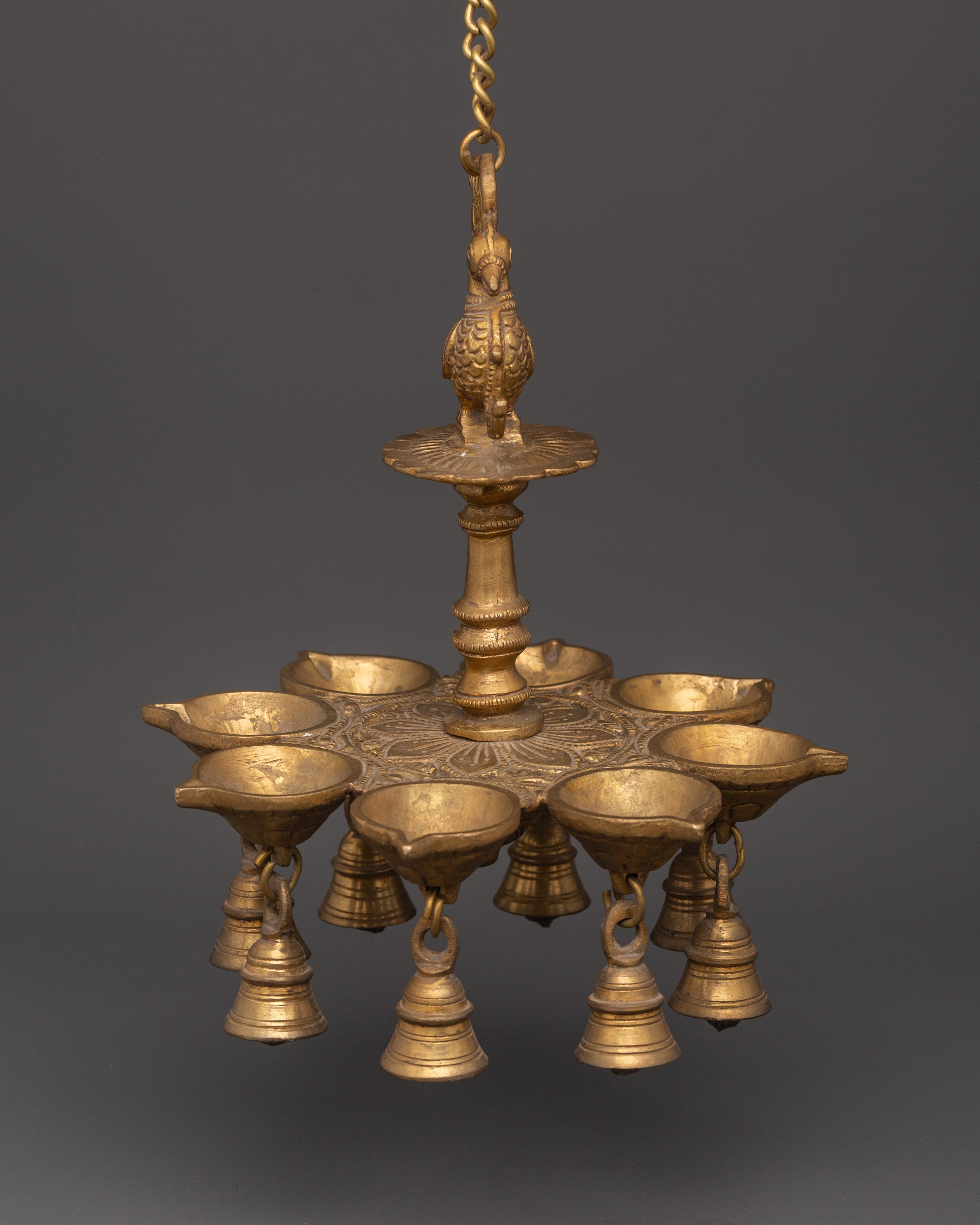 Brass Dalucha Hanging Oil Lamp | Ritual Decor for Temples, Homes