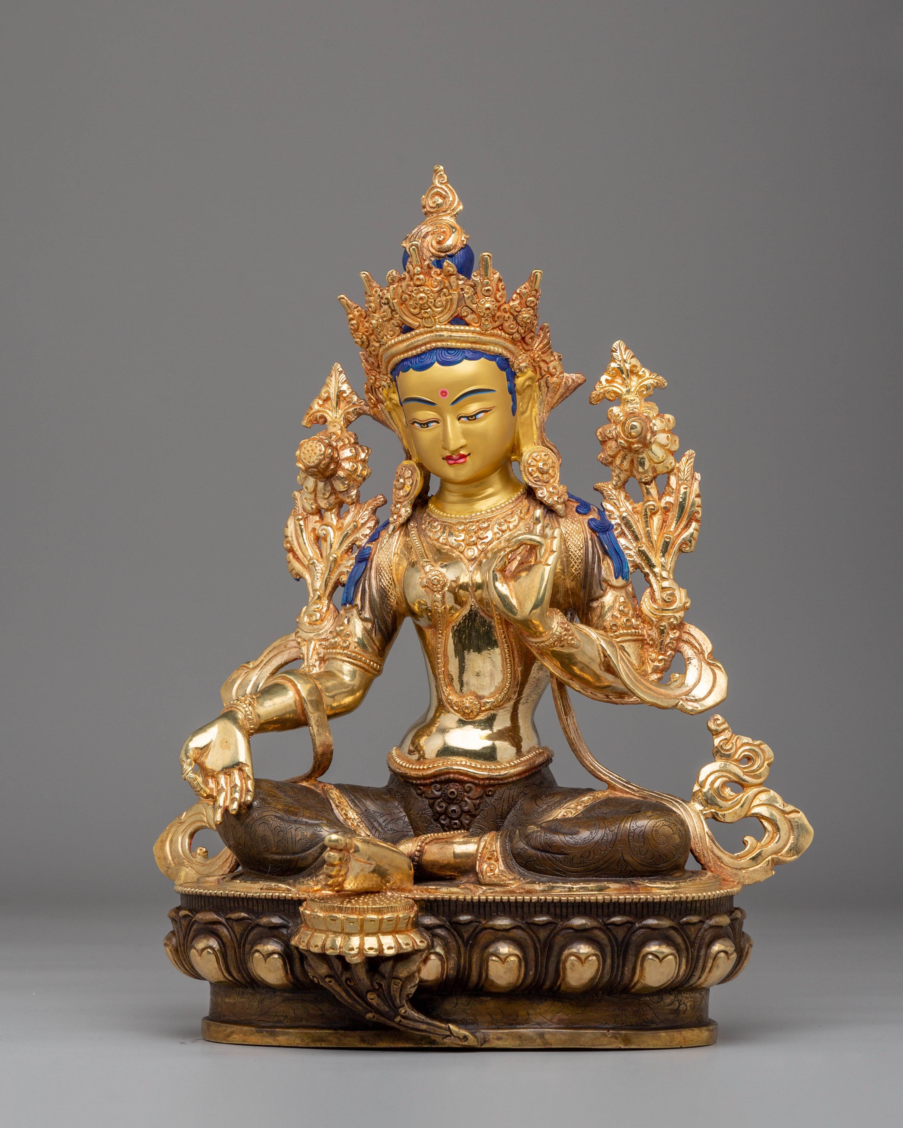 Green Tara Handmade Copper Statue | Divine Protector for Spiritual Growth