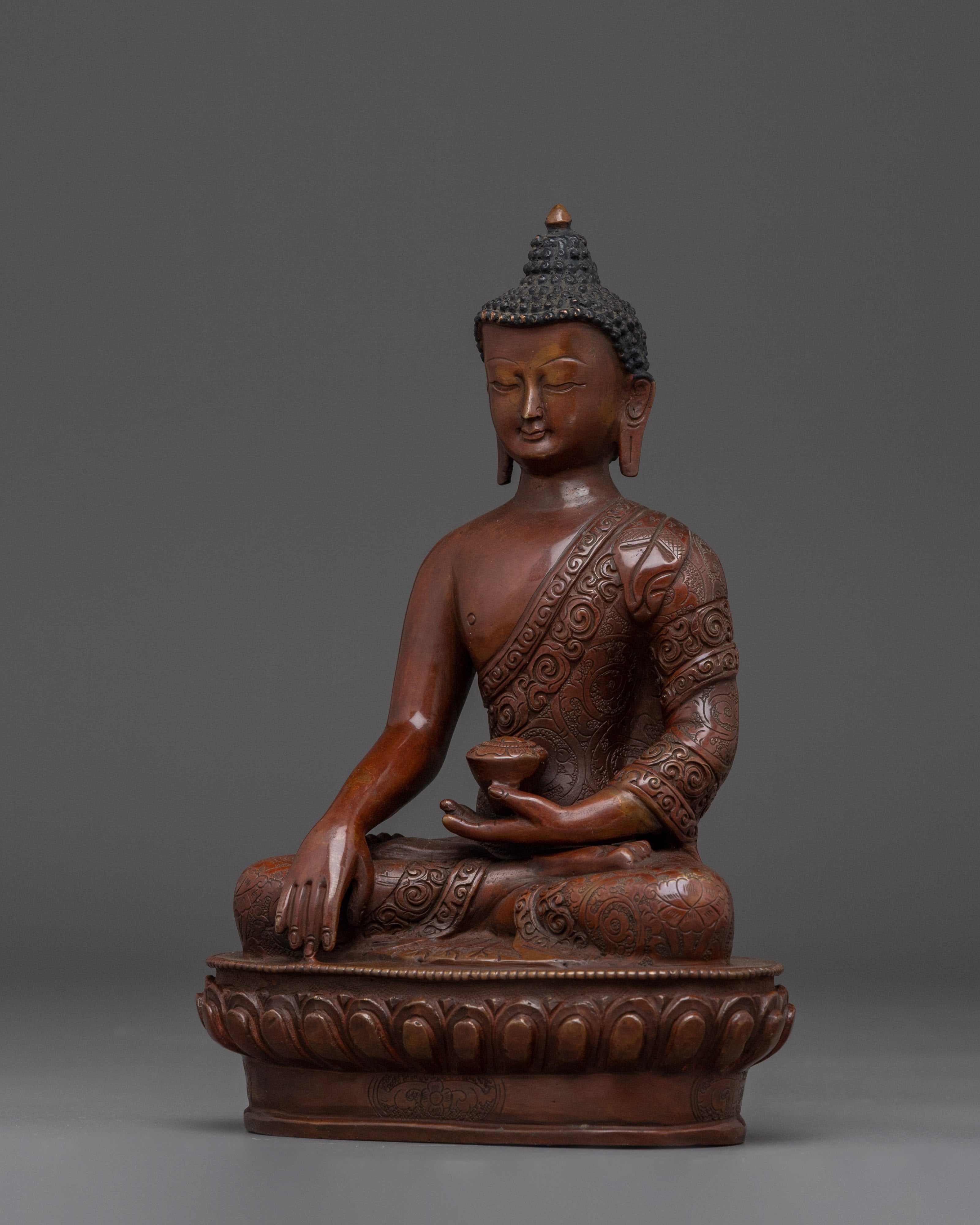Handcrafted Oxidized Copper Shakyamuni Buddha Statue | Symbol of Peace