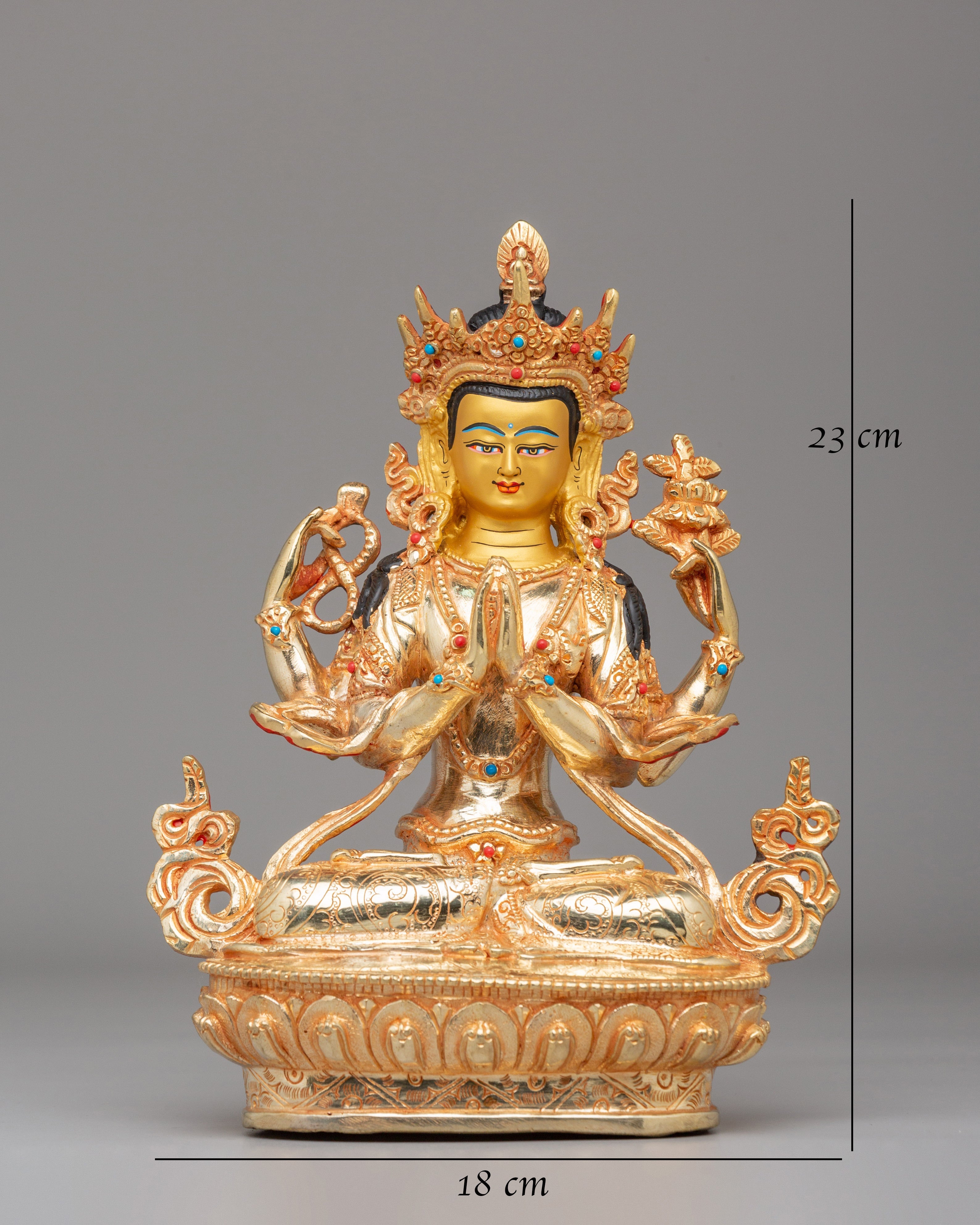 Golden Chenrezig Statue | Tibetan Art