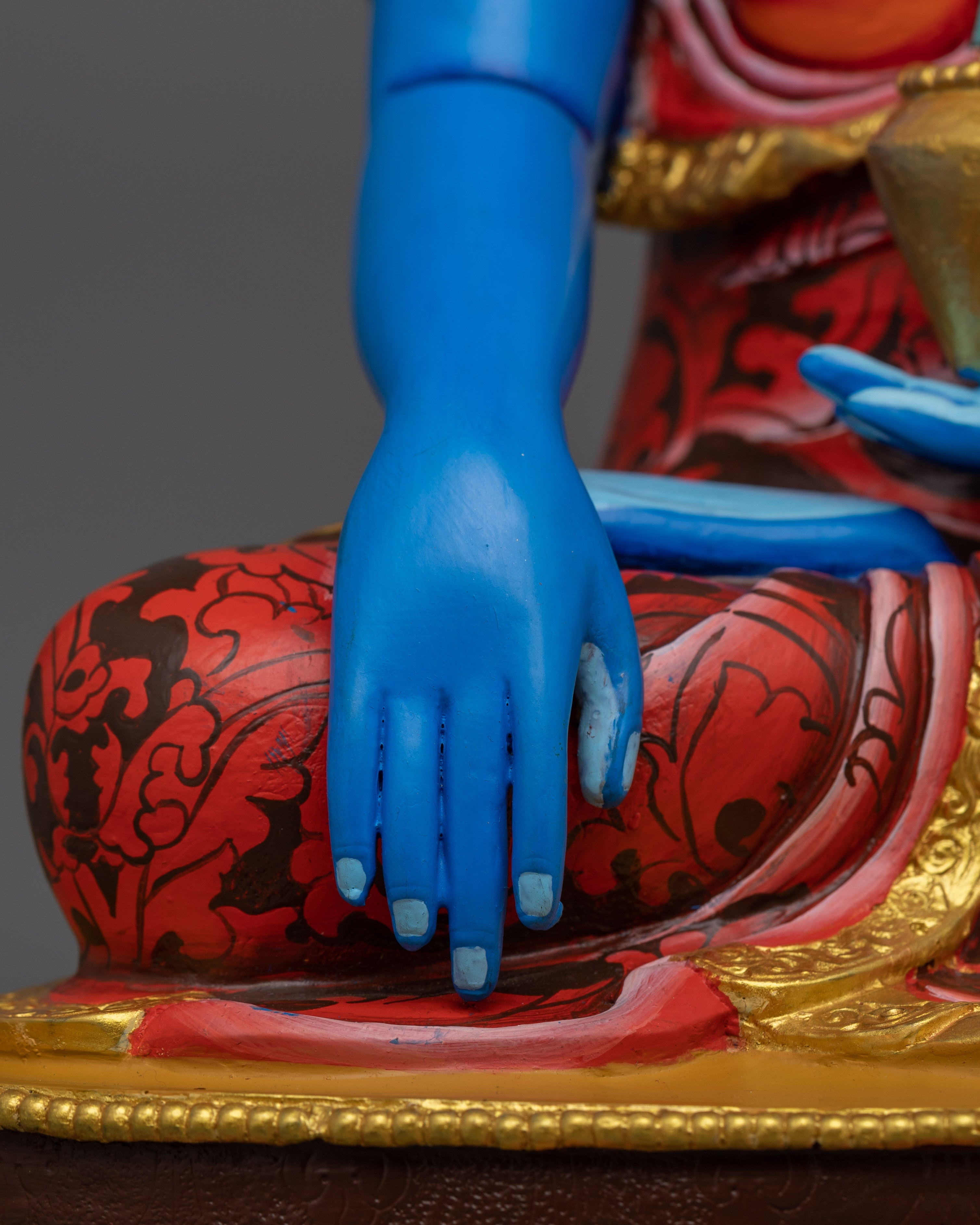 Handcrafted Blue Shakyamuni Buddha | Sacred Tibetan Buddha Sculpture