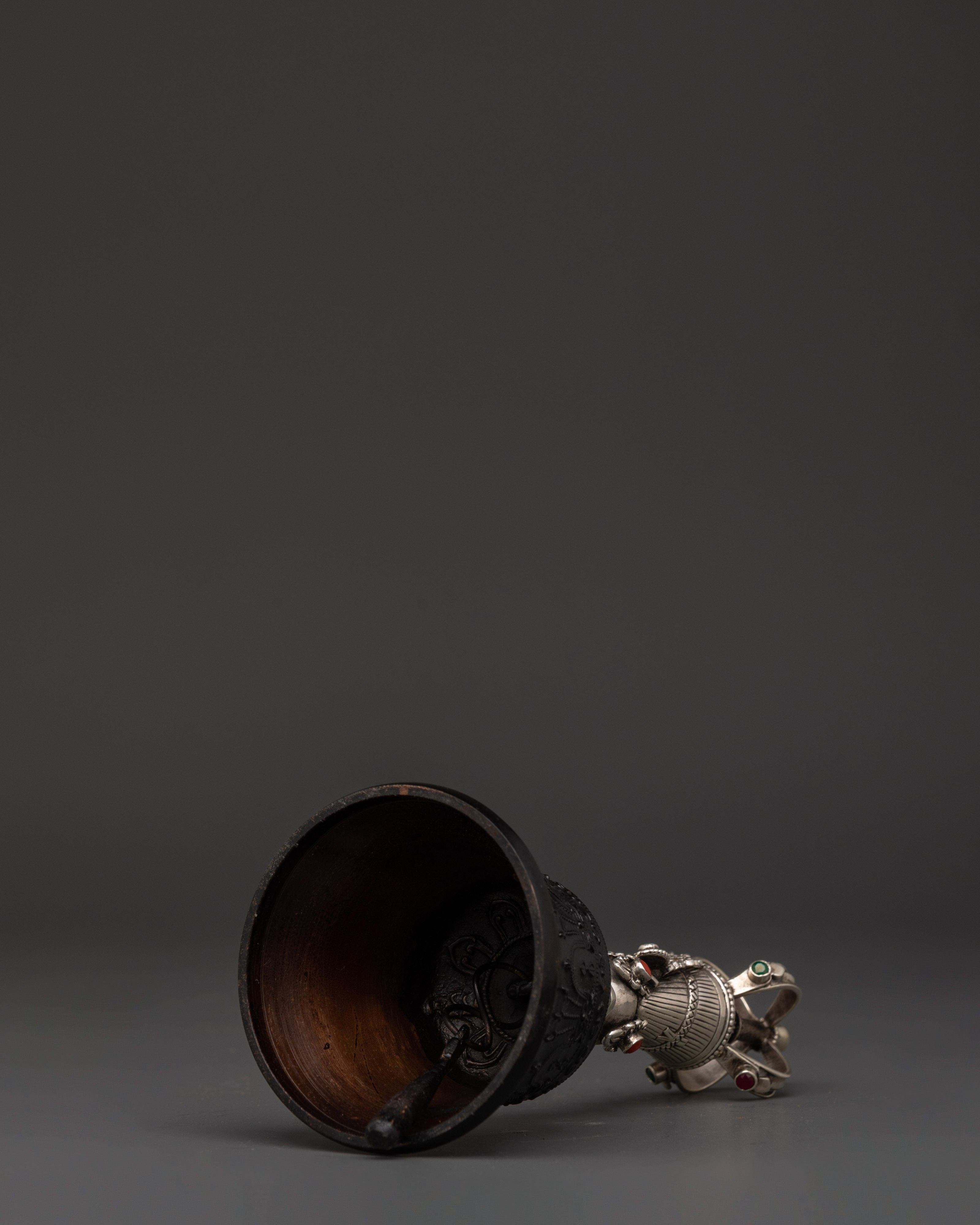 Silver-Plated Tibetan Bell and Vajra Set | Buddhist Healing Practices Item