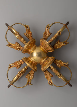 Handcrafted Gold-Plated Bishwa Vajra | Symbol of wisdom and strength