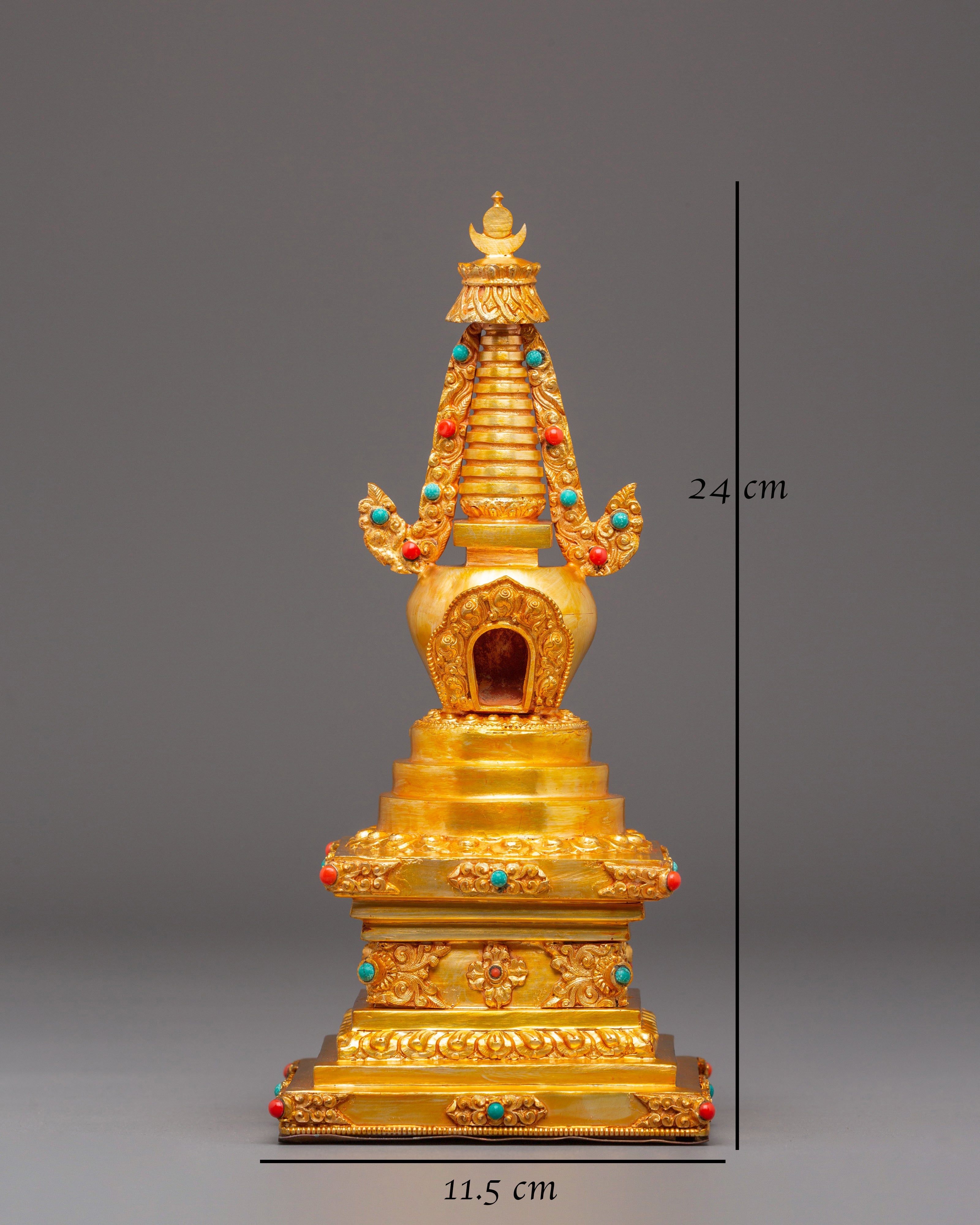 Golden Stupa for Altar | Tibetan Buddhist Stupa for Meditation