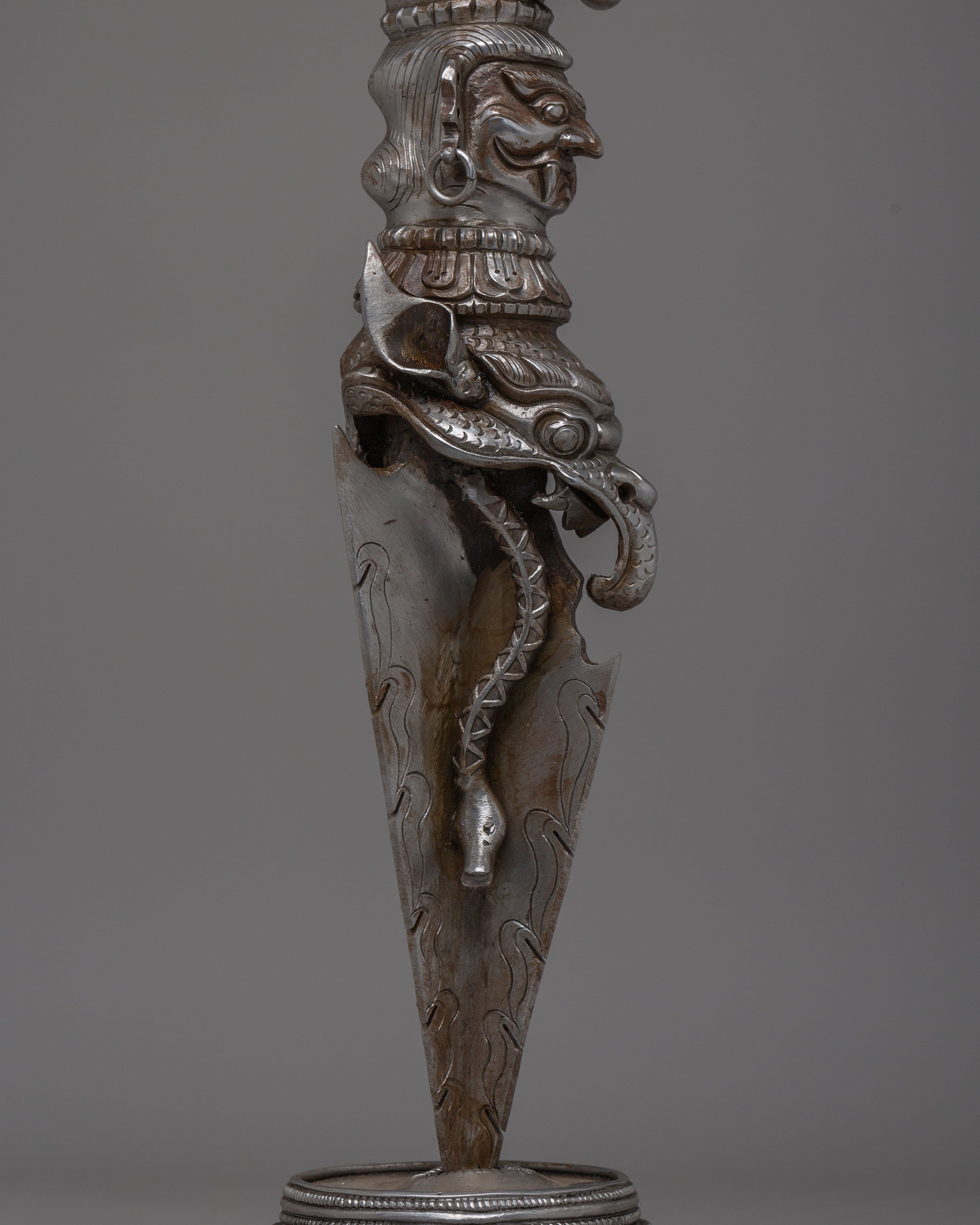 Handcrafted Iron Ritual Phurba | Tibetan Ceremonial Dagger for Protection