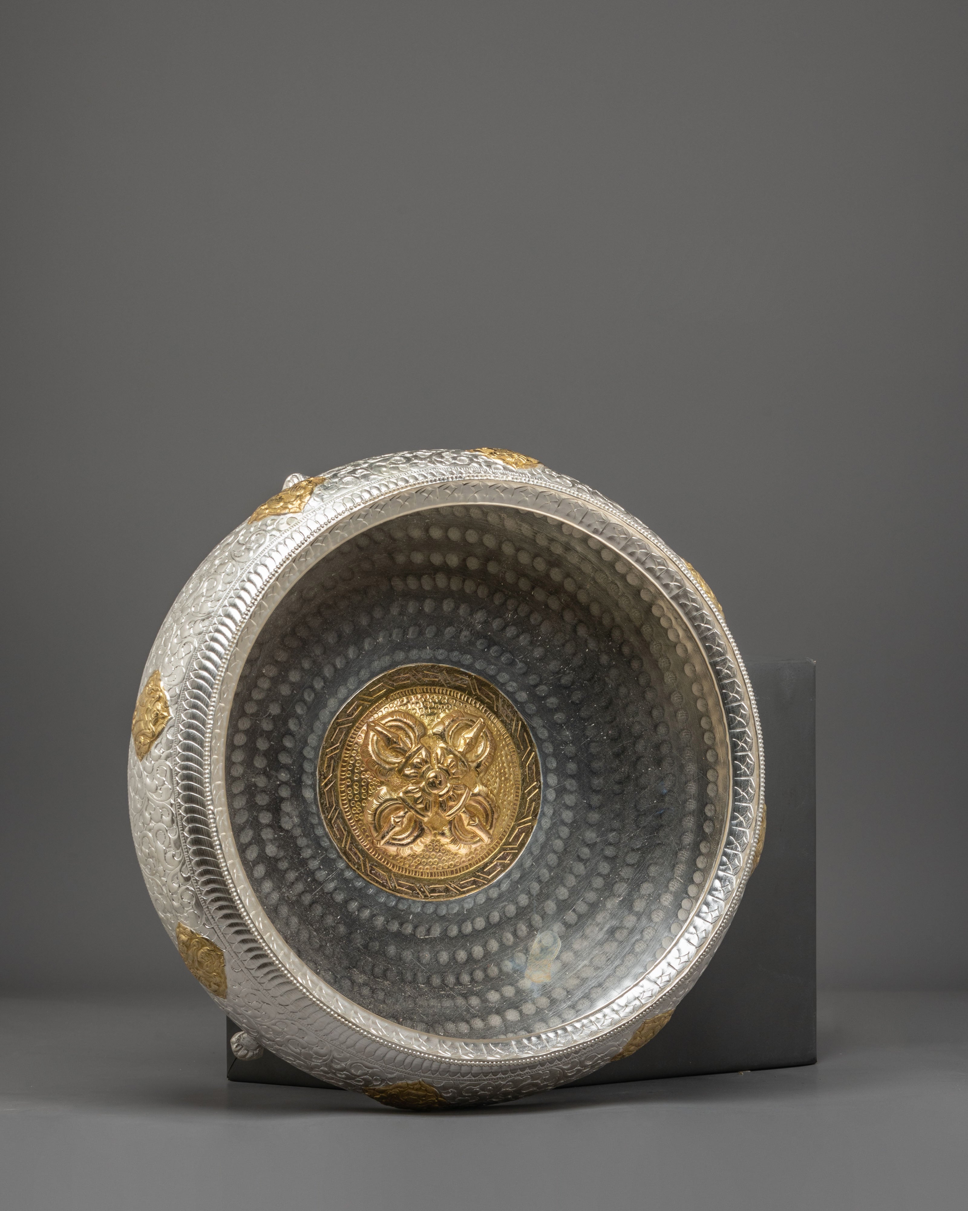 Handmade Spiritual Urli Bowl | Sacred Decorative Vessel with Vishva Vajra Design