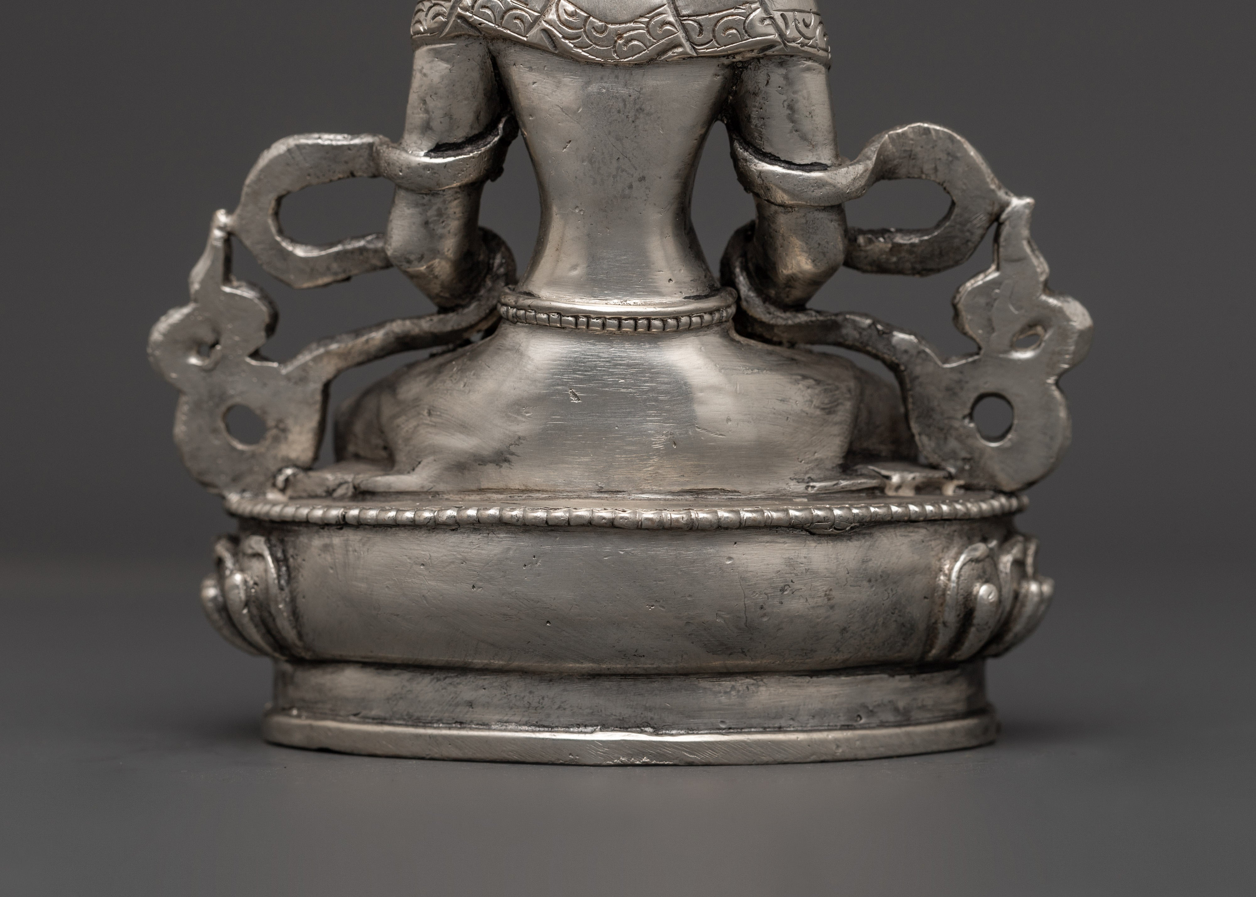 Amitayus Copper Body Silver Plated Statue | Buddhist Meditation Decor