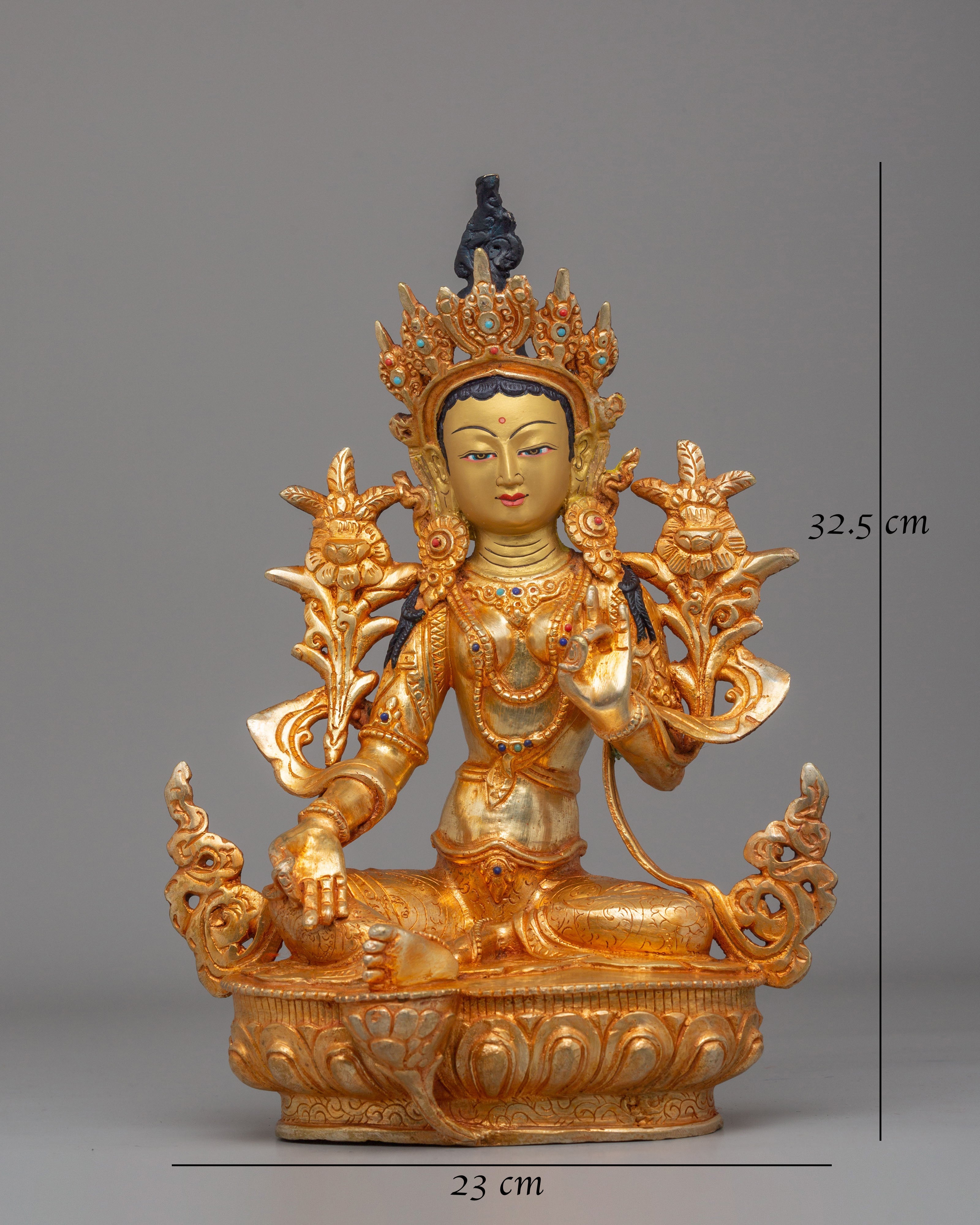 Vajrayana Green Tara Compassion Deity Statue | Tibetan Handmade Art