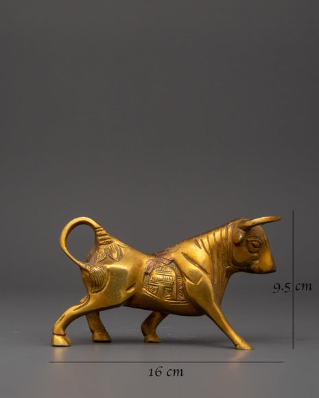 Handcrafted Brass Ox Statue Set | Pair of Decorative Sacred Oxen Sculptures