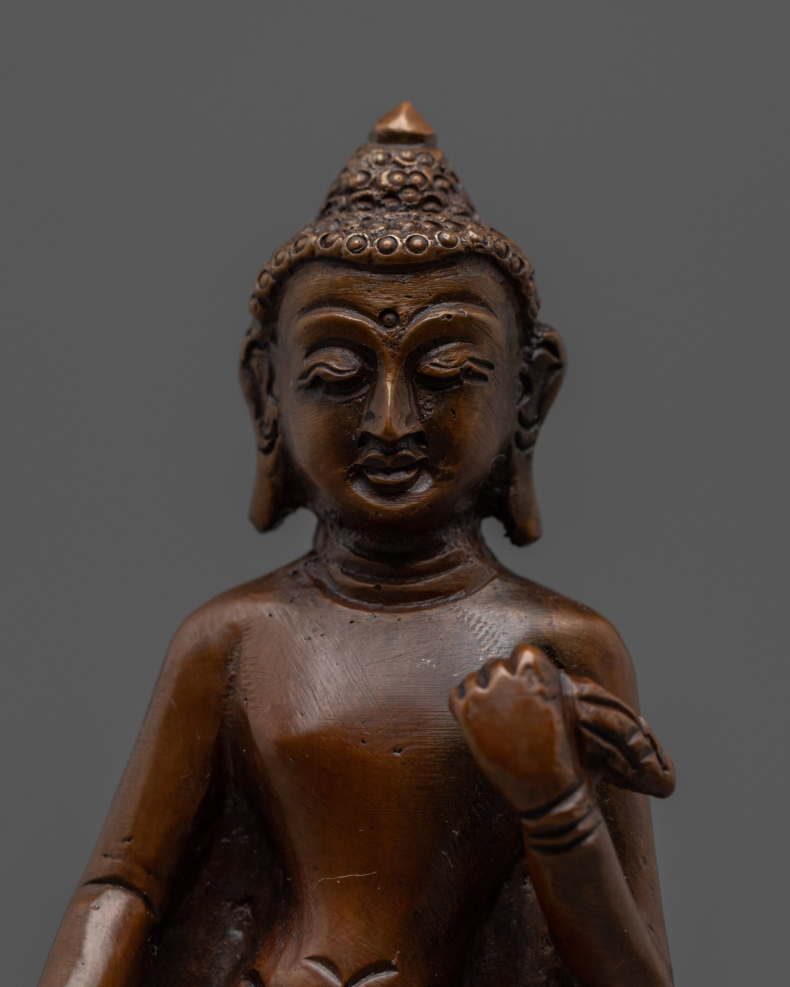 Oxidized Copper Dipankara Buddha | Standing Enlightened Being in Copper