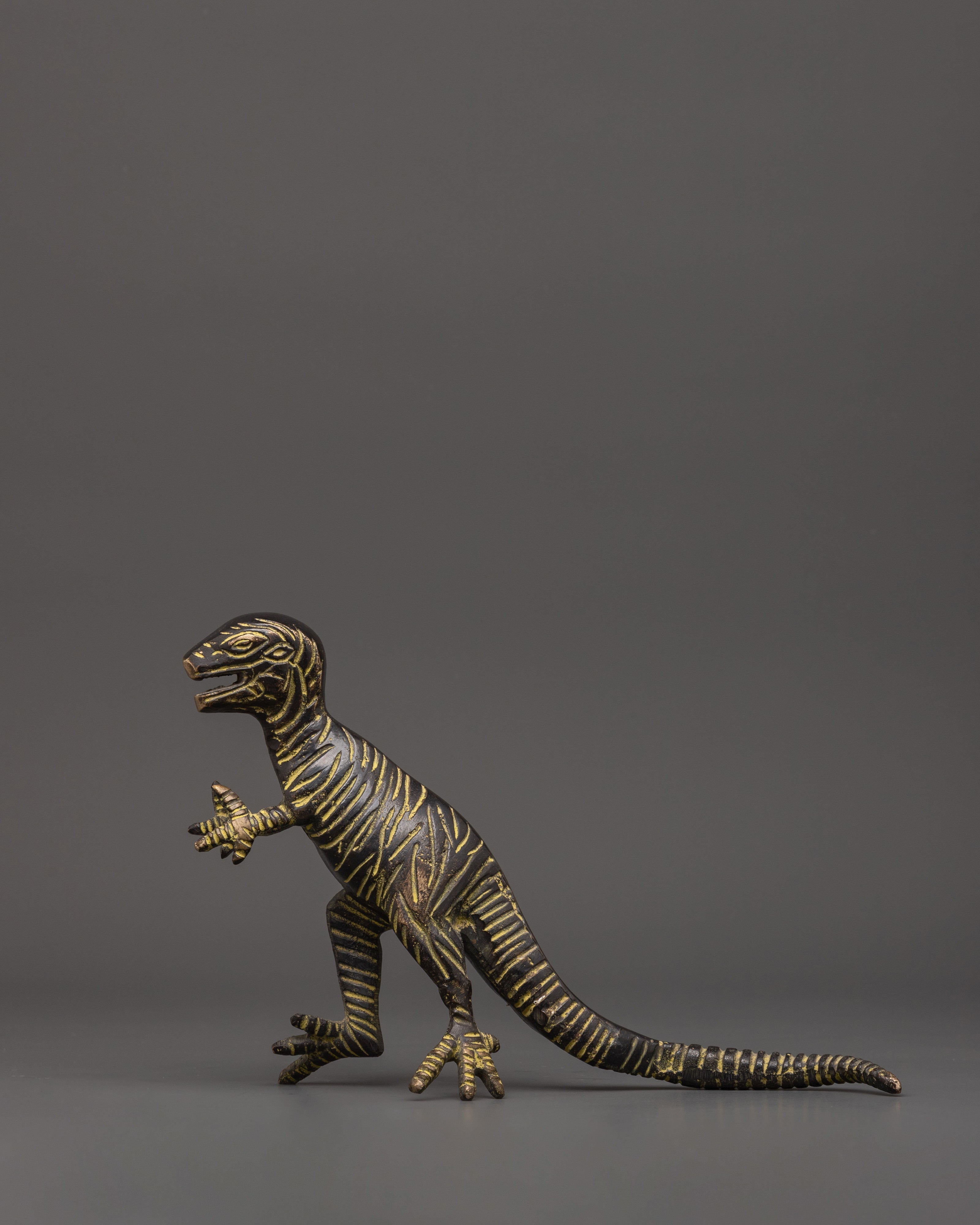 Brass Dinosaur Sculpture for Home Decor | Unique Statue for Kids Room or Office Desk