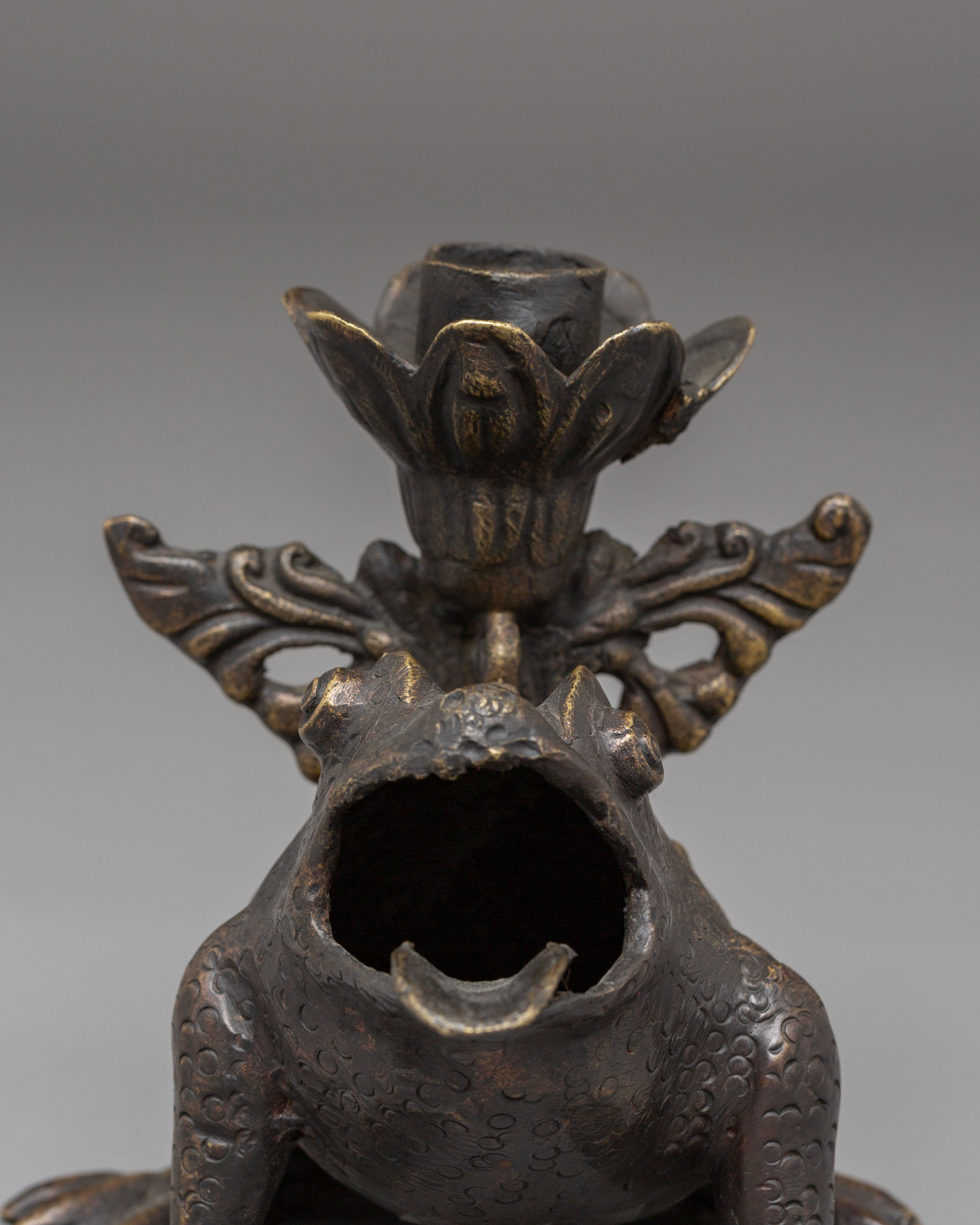Handmade Bronze Candle Holder | Frog Candle Holder