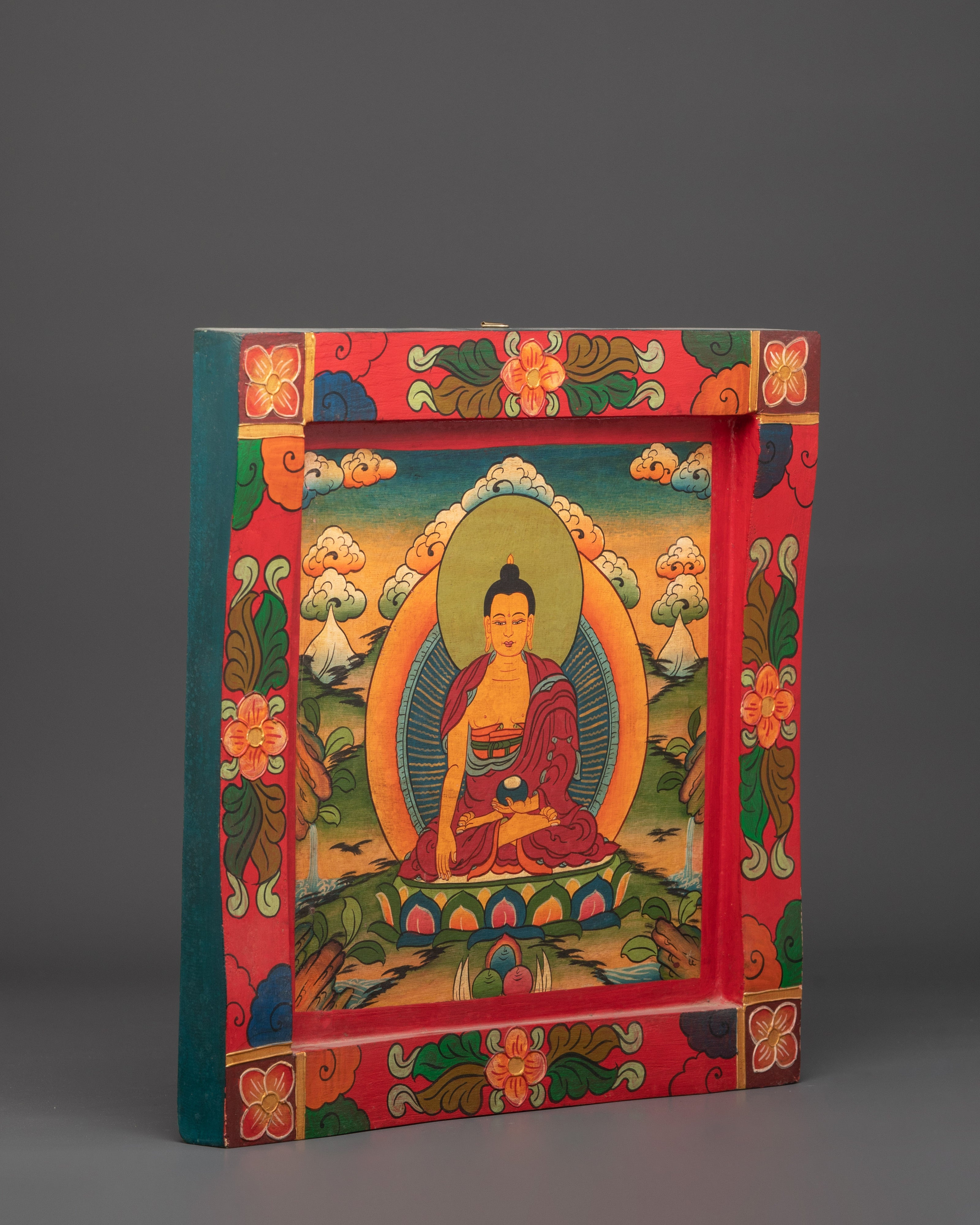 Tibetan Buddha Wooden Wall Hanging | Buddhist Art for Peace