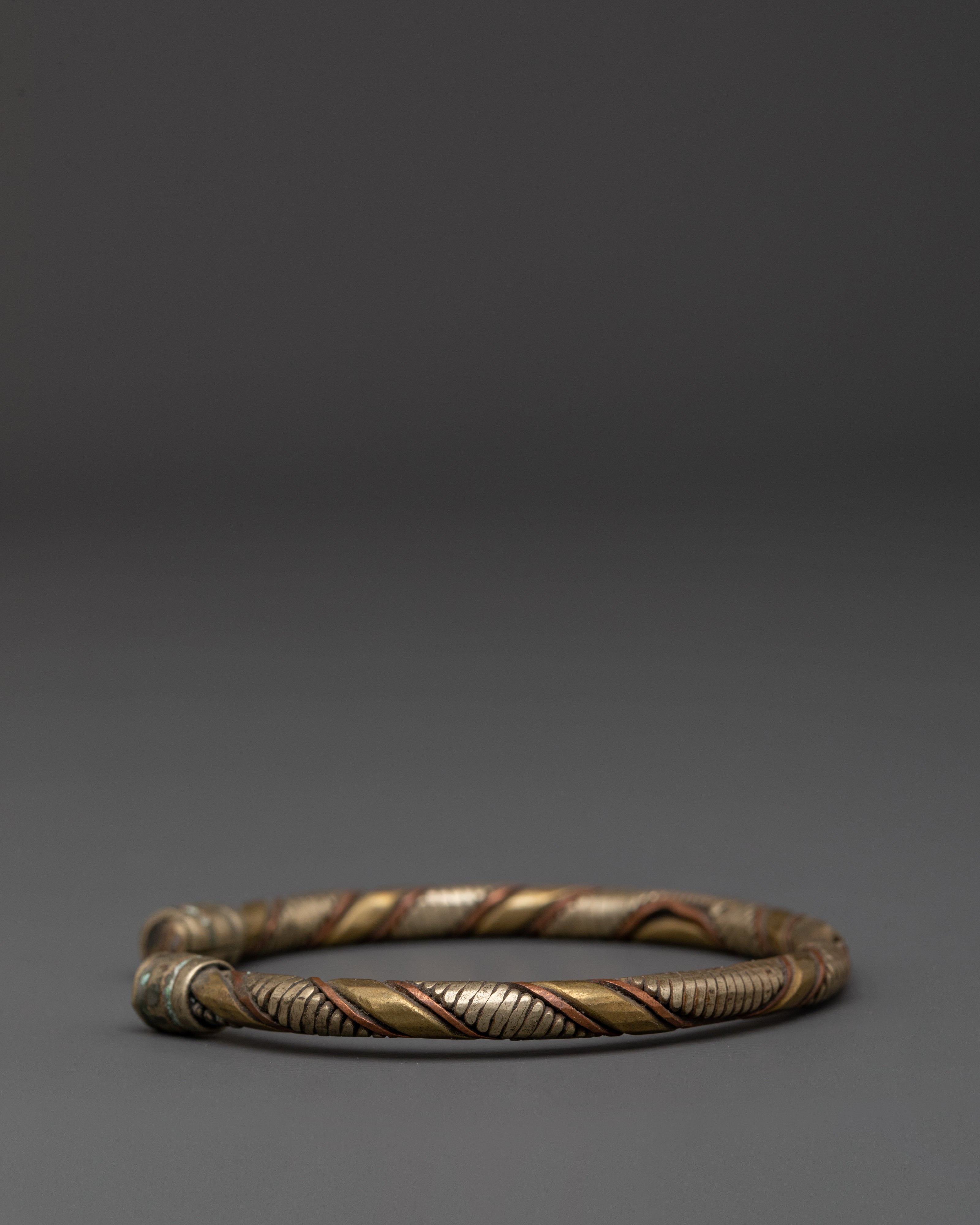 Handmade Buddhist Energy Bracelet | Twisted Copper White Metal Cuff