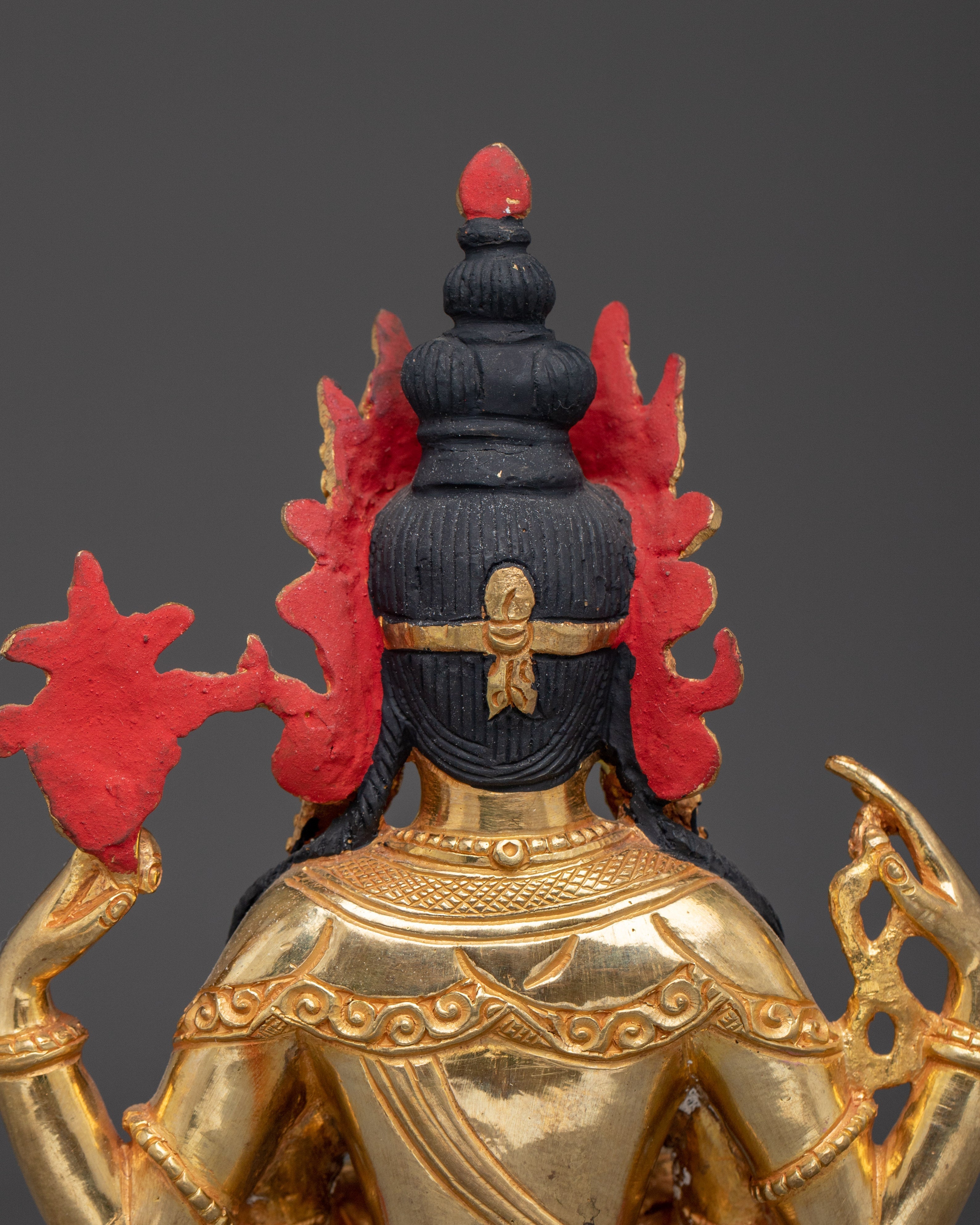 Handmade Gold Gilded Chenrezig Art | Tibetan Bodhisattva of Compassion