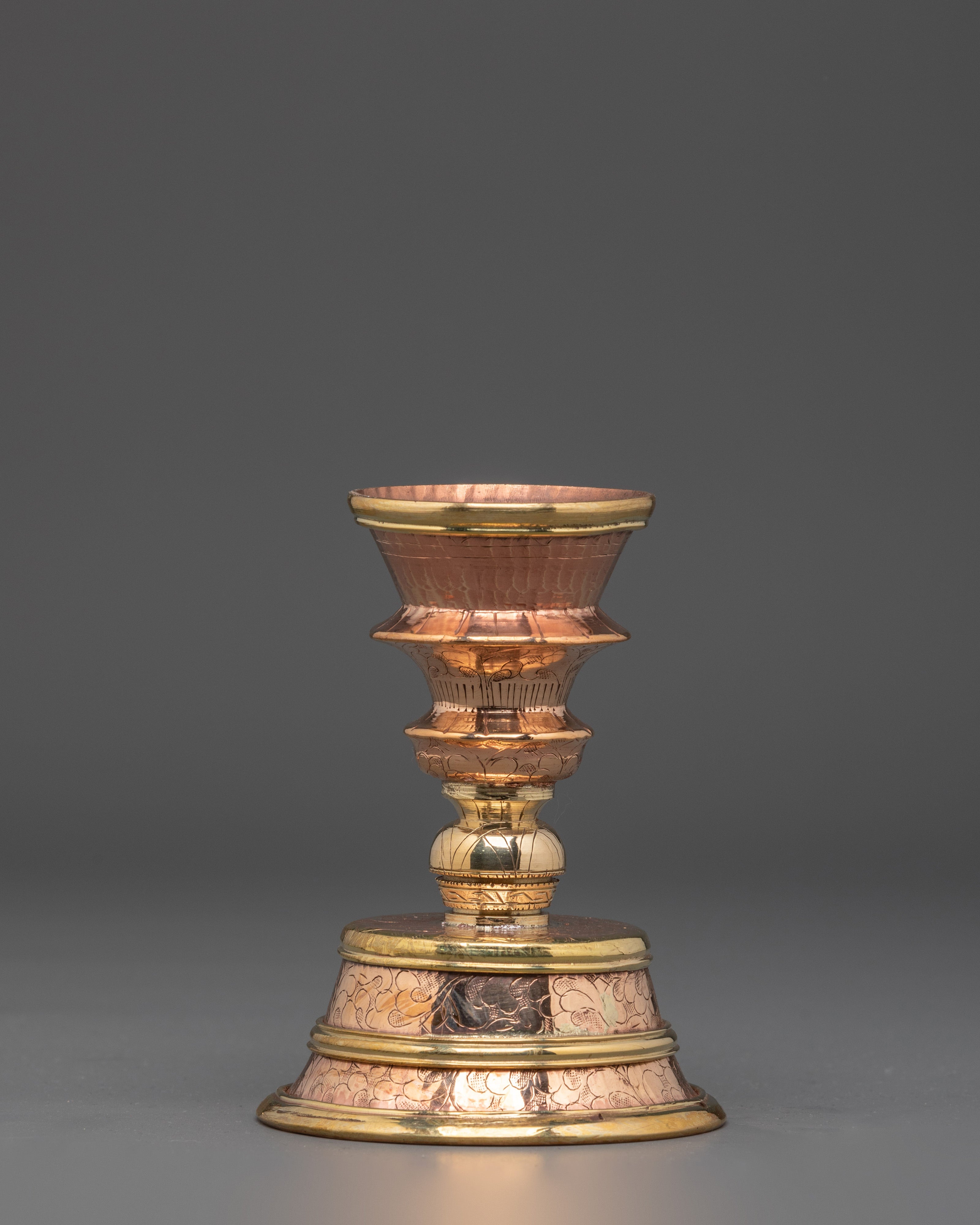Sacred Buddhist Butter Offering Lamp | Copper Brass Shrine Light