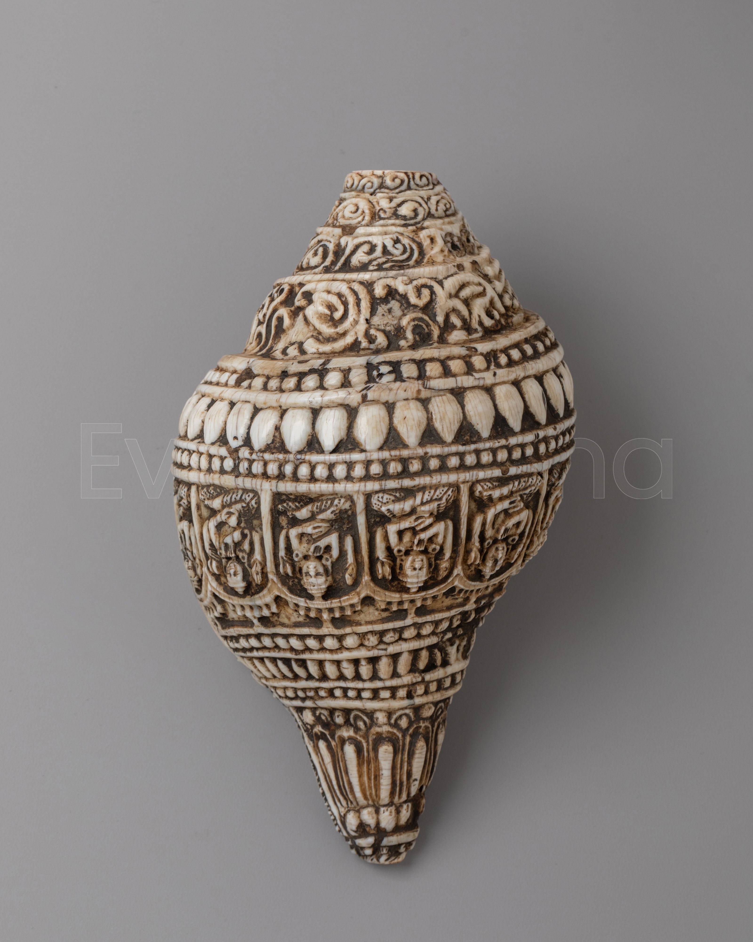 Hand Carved Tibetan Conch Shell