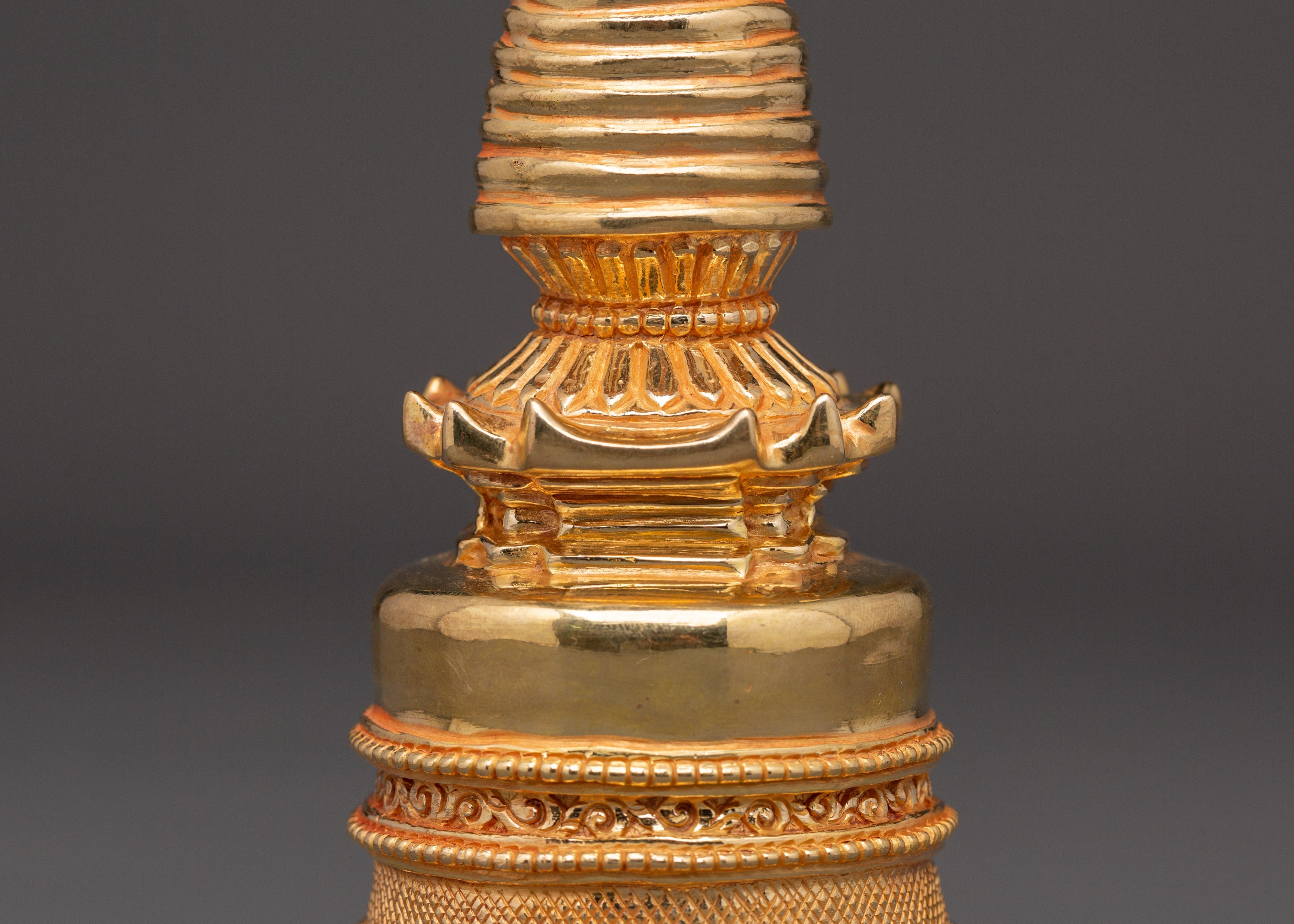 Sacred Gold Plated Stupa | for Meditation and Spiritual Spaces