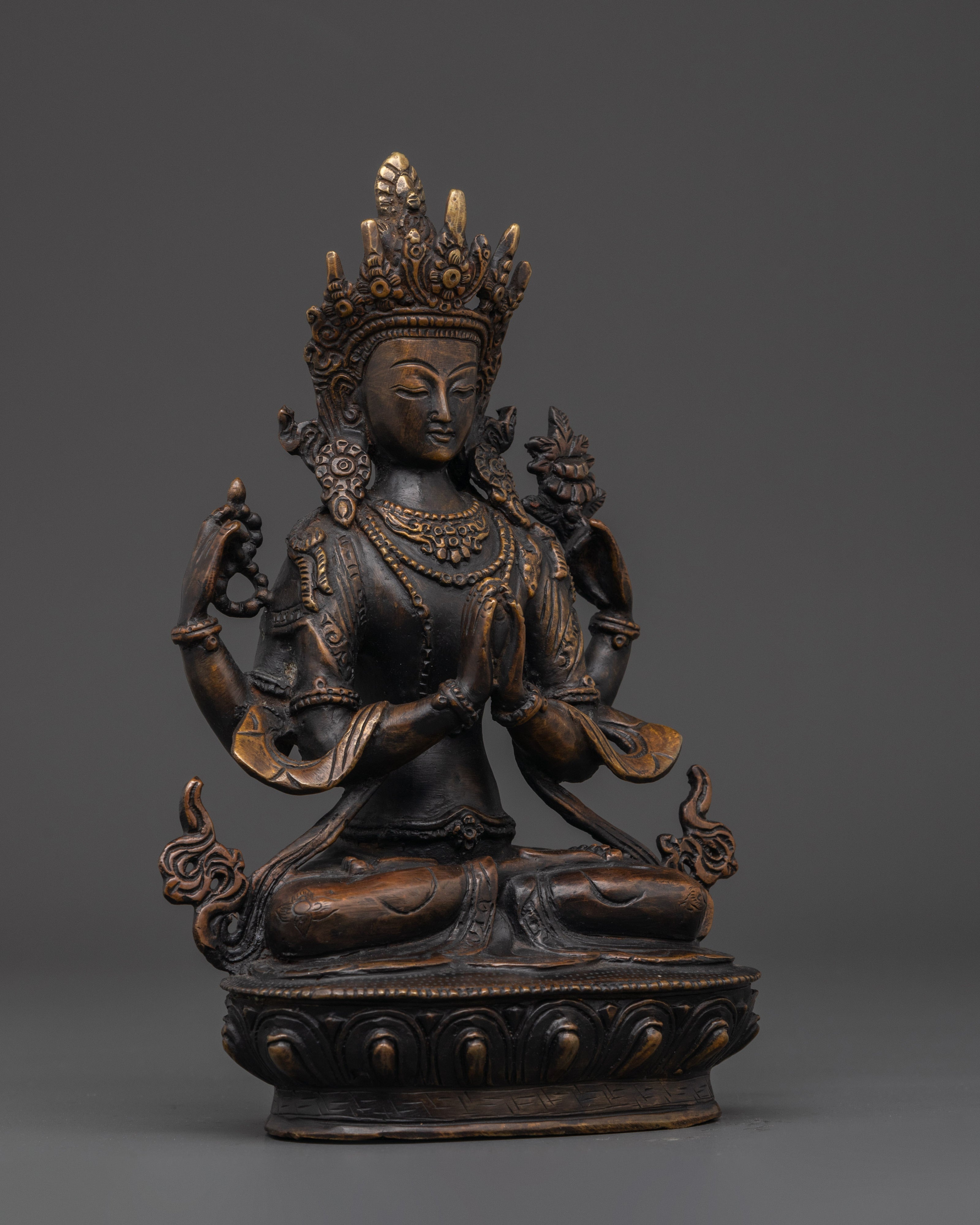 Four Armed Chenrezig Statues | Embodiment of Compassion | Home Decor