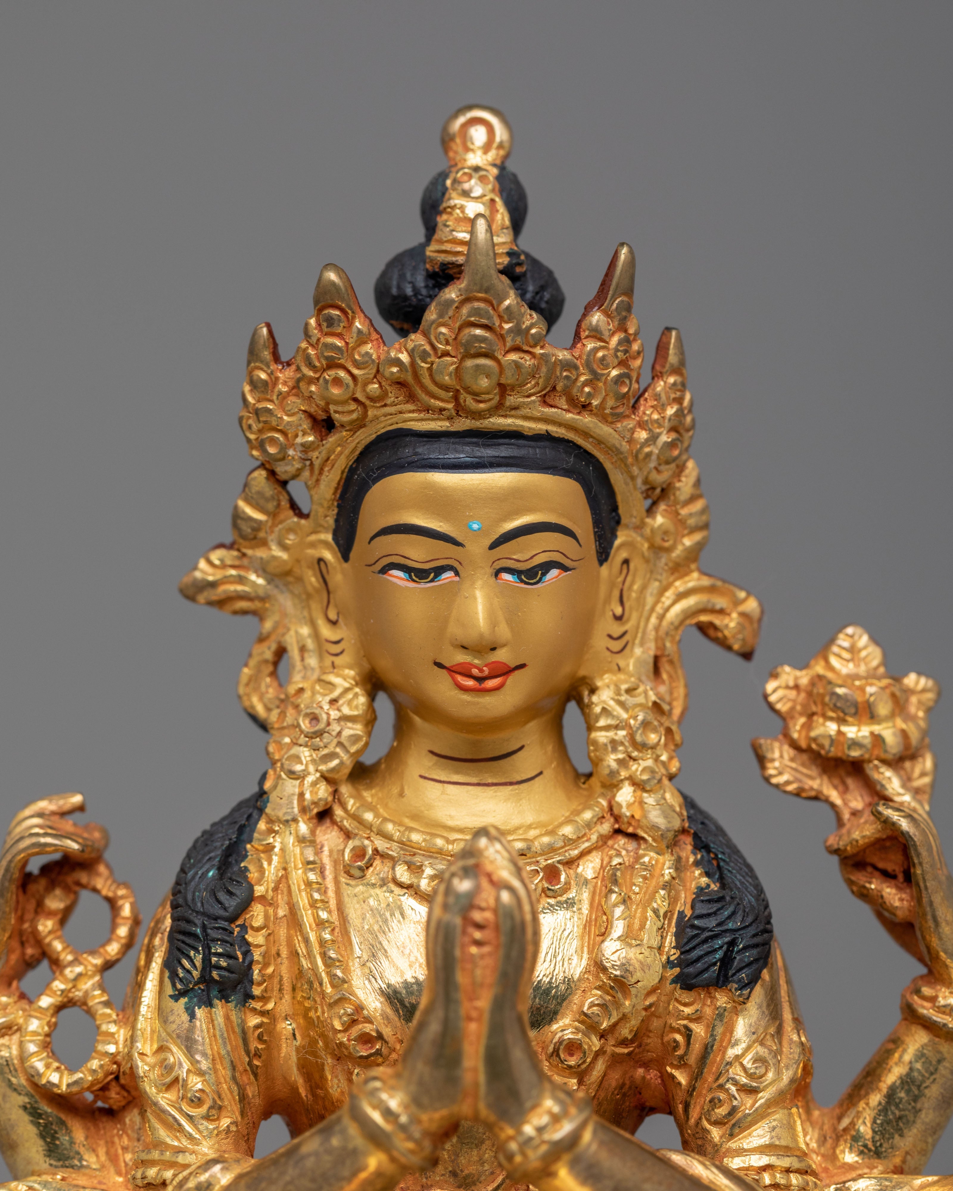 Spiritual Chenrezig on Throne Statue | Symbol of Compassion & Protection