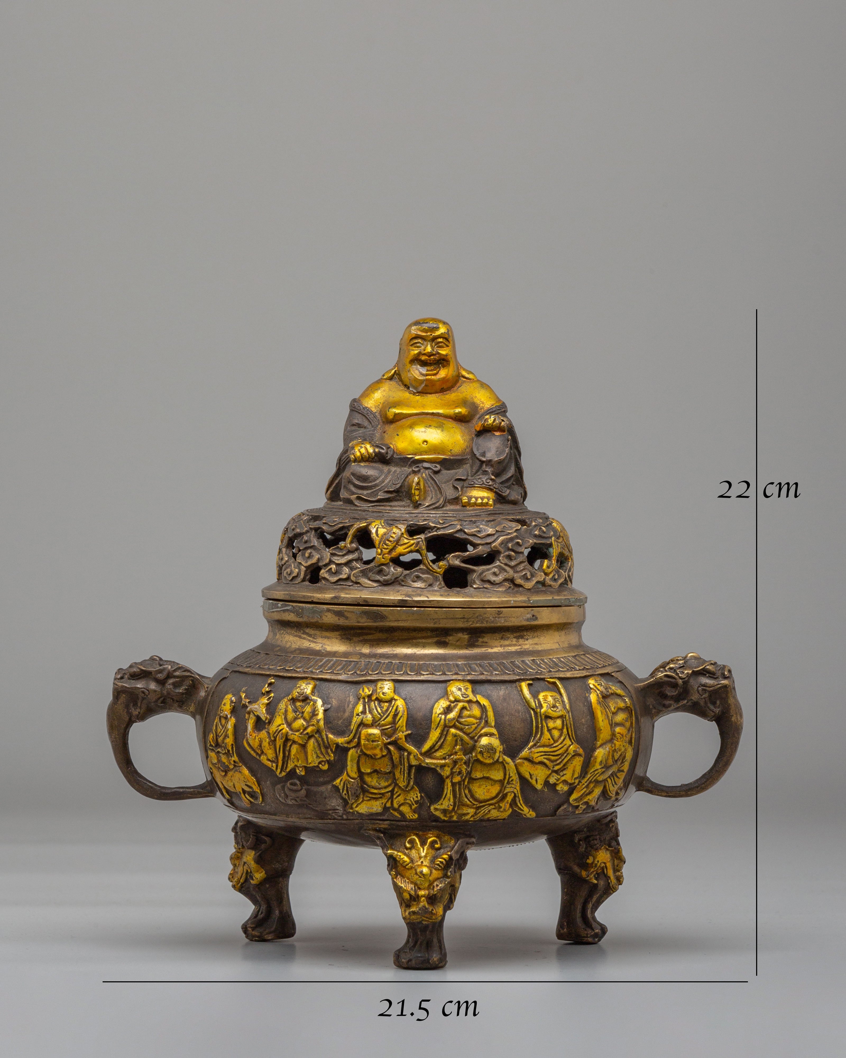 Traditional Laughing Buddha Incense Burner | Buddhist Ritual Incense Burner