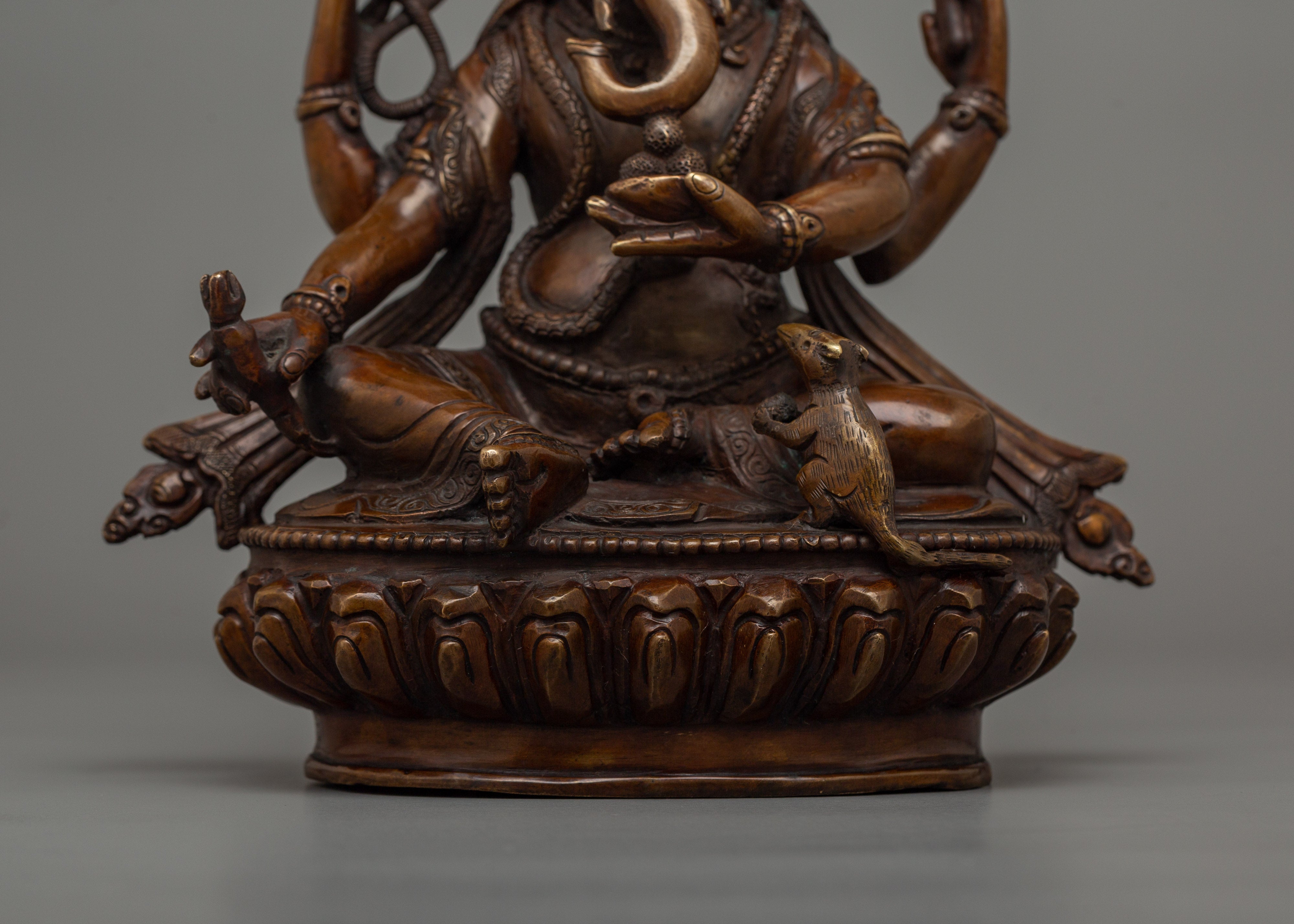 Hindu Deity Ganesh Oxidized Copper Statue | Symbol of Wisdom and Prosperity