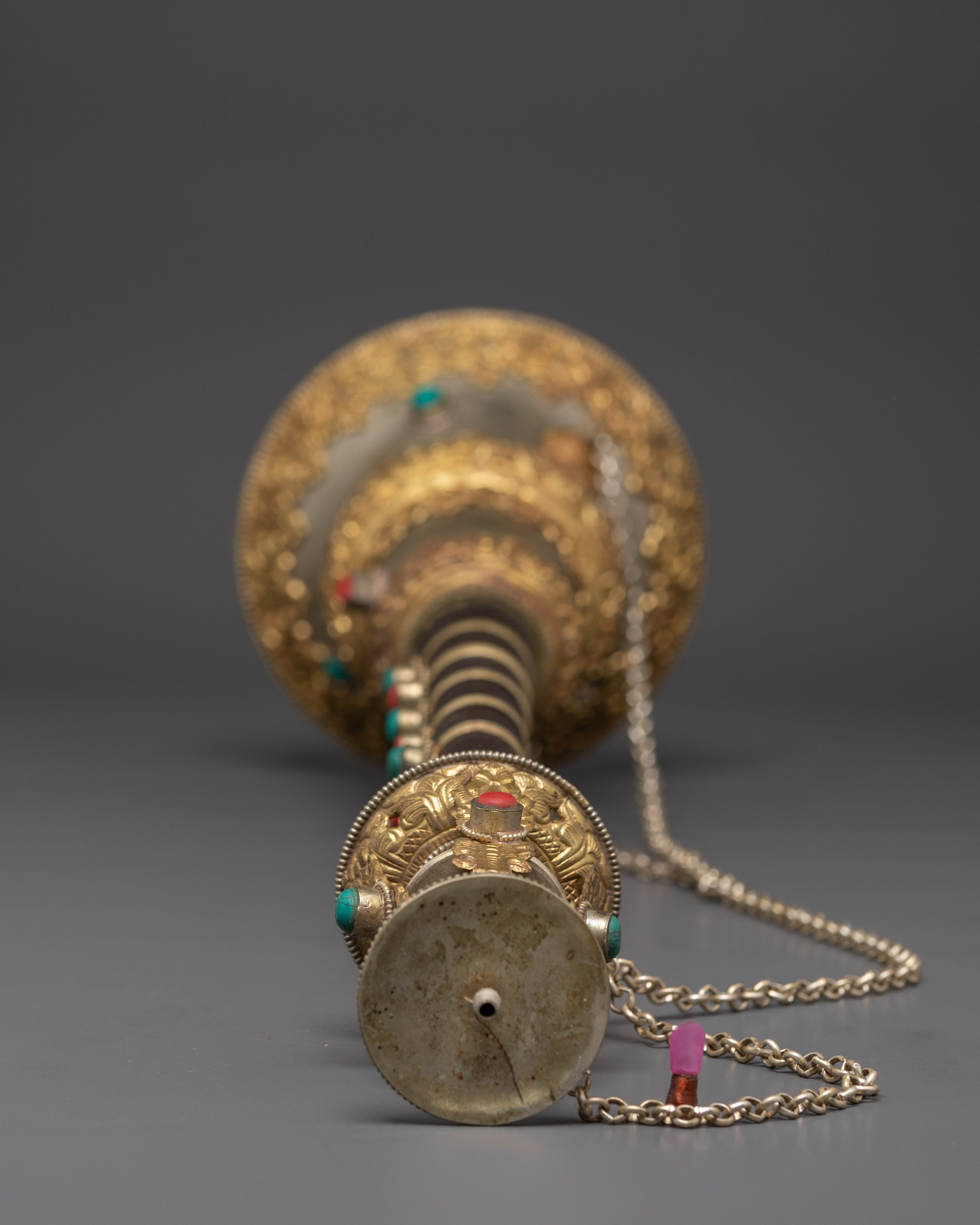 Traditional Gyaling Tibetan Ritual Trumpet | Handcrafted Brass & Silver Coated