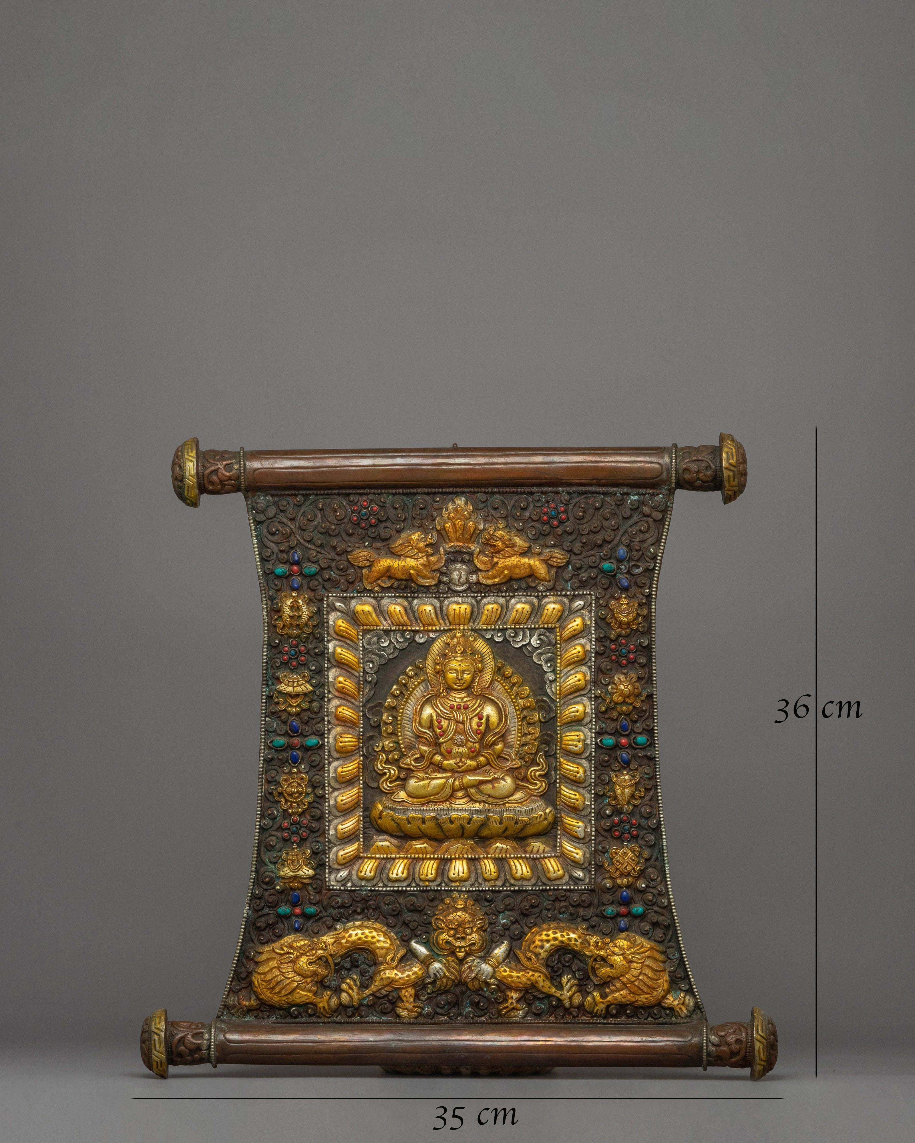 Amitayus Metal Thangka | A sacred Tibetan Buddhist wall art piece