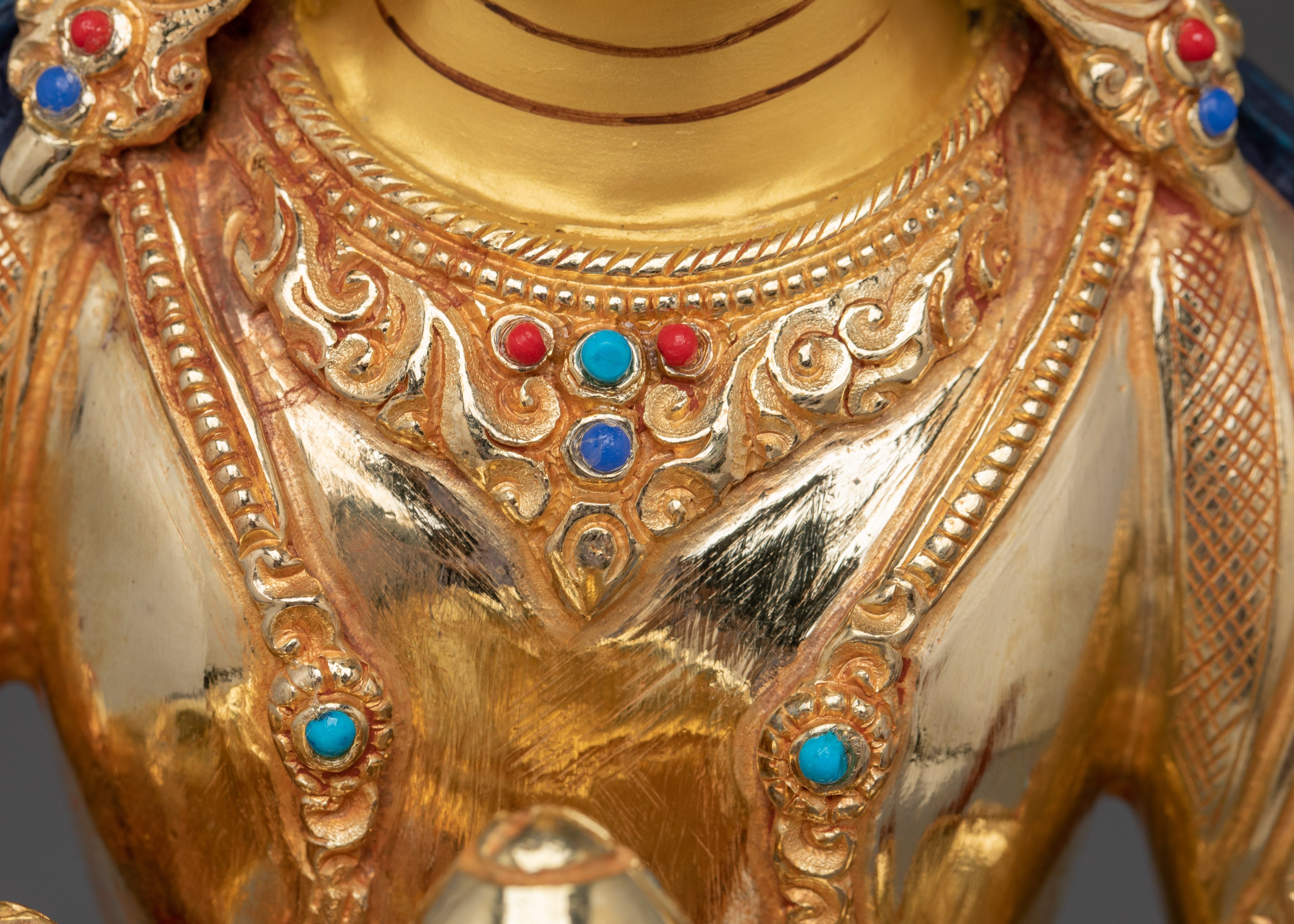 Gold Gilded Kshitigarbha Bodhisattva Statue | Buddhist Art for Shrine or Altar Decor
