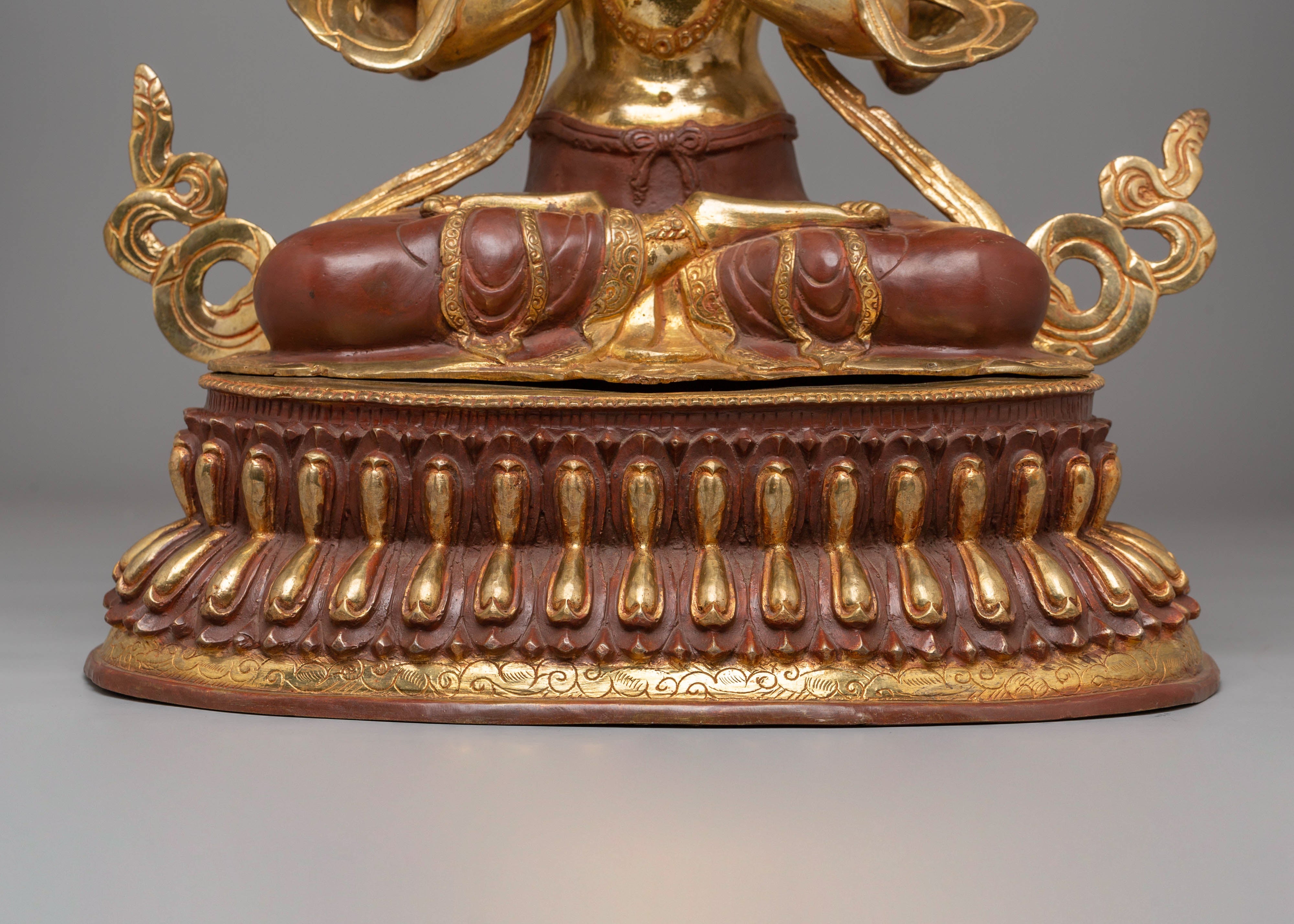 Handcrafted Chenrezig Golden Statue | Tibetan Buddhist Deity