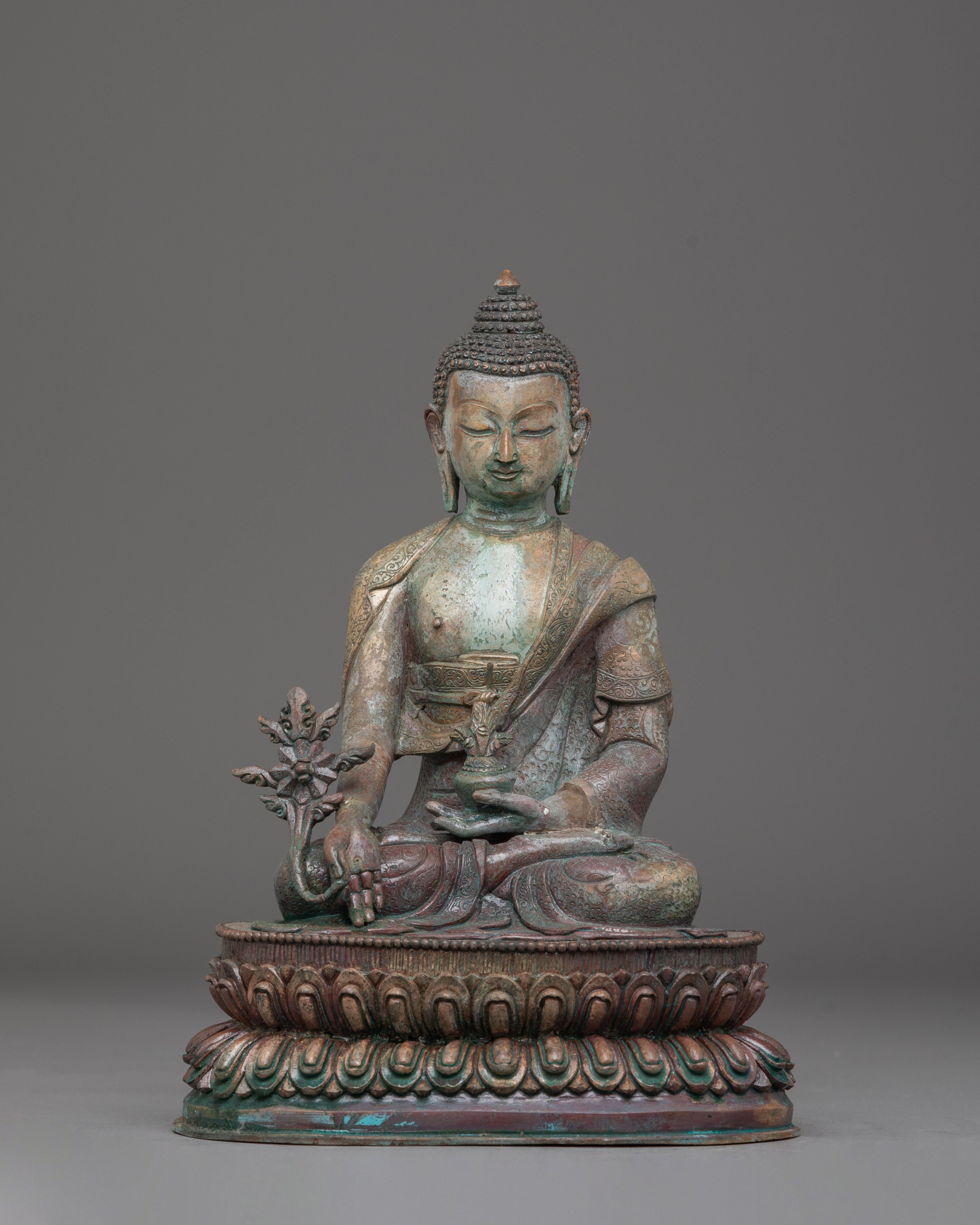 Oxidized Copper Statue of Bhaisajyaguru