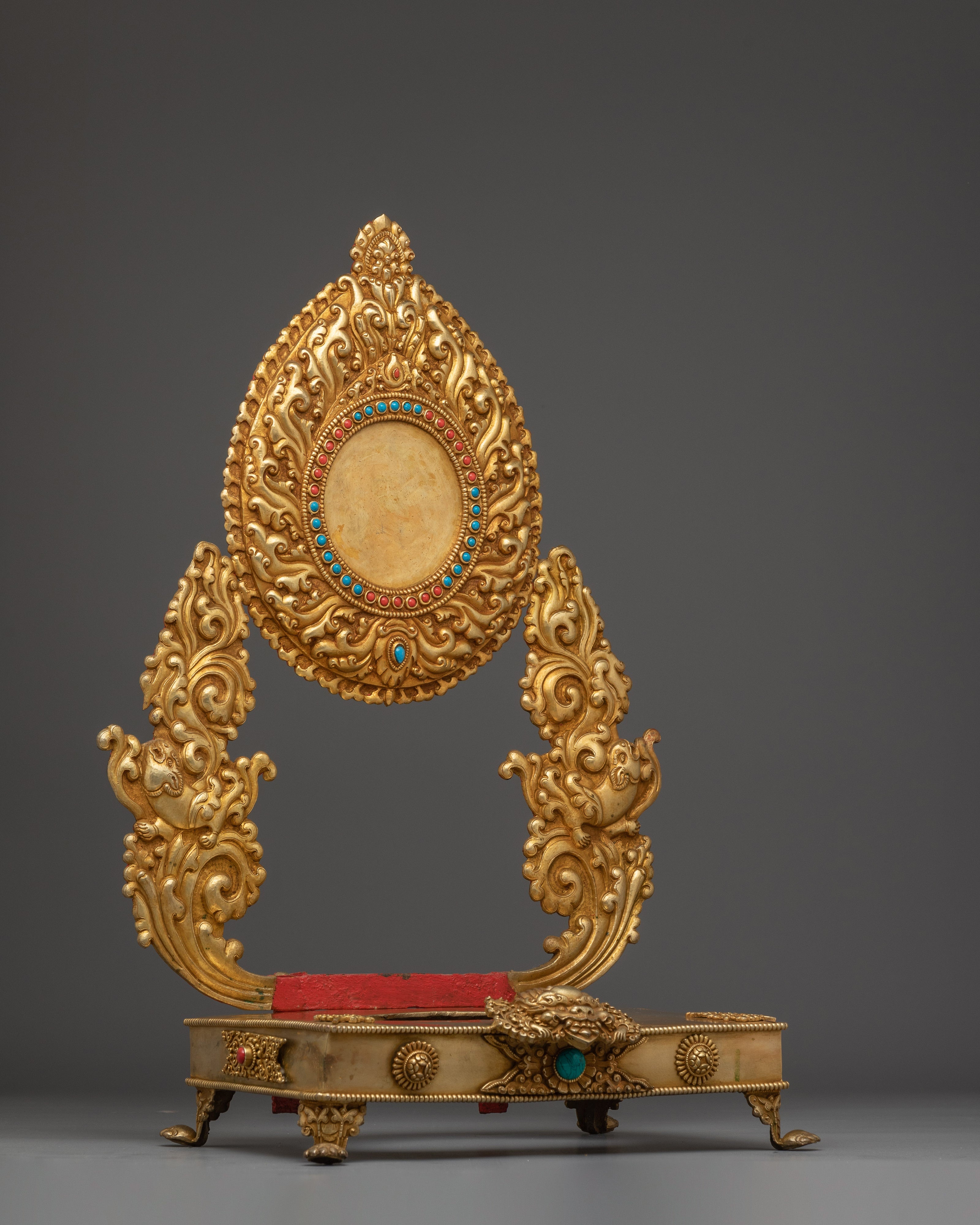 Traditional Gold-Plated, Copper Throne | Sacred Ritual Throne for Shrine
