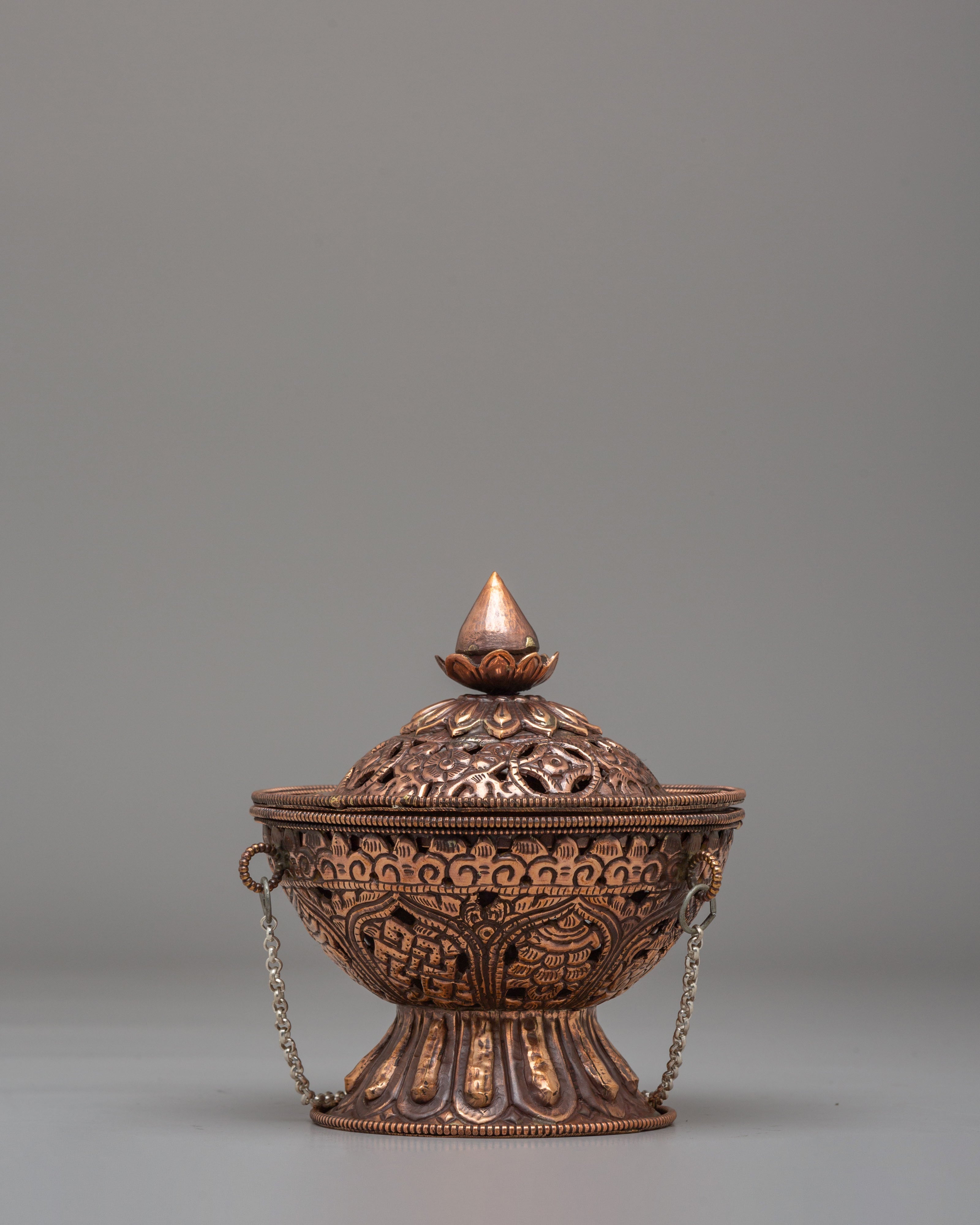 Traditional Altar Incense Burner | Handcrafted Brass Hanging Incense Vessel