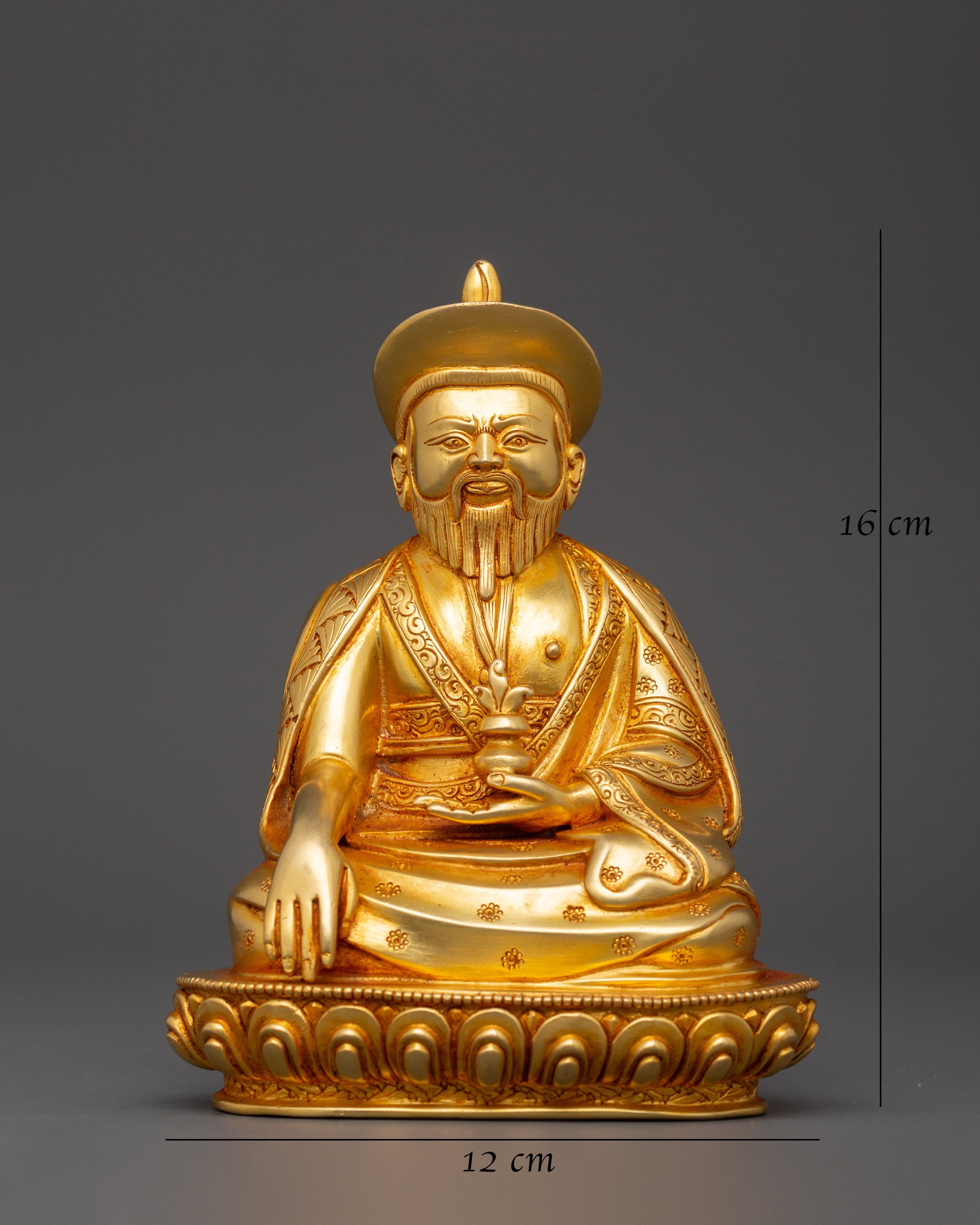 Gold Plated Guru Shapdum Statue | Zhabdrung Rinpoche Sculpture