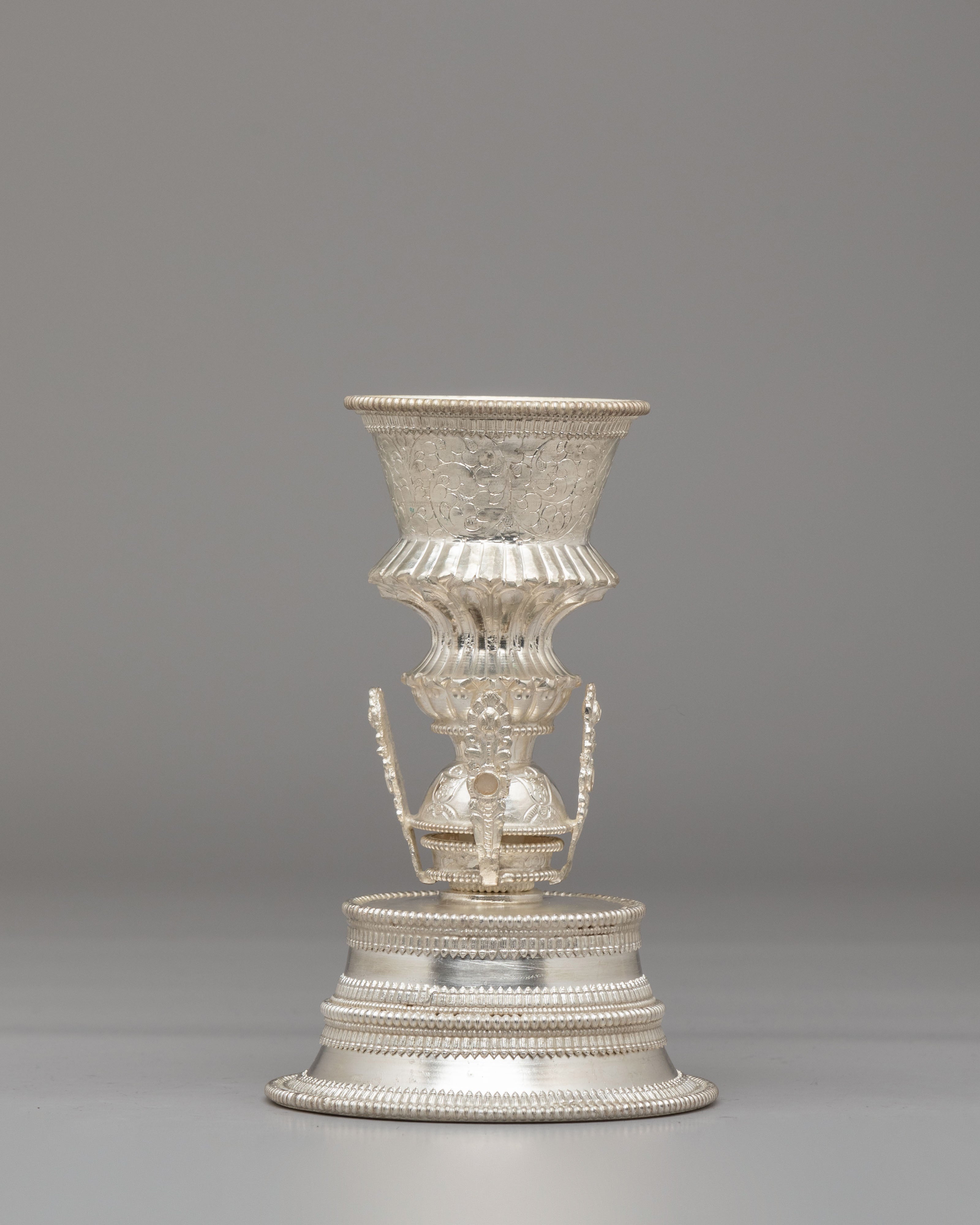 Himalayan Altar Butter Lamp Set | Silver Plated Buddhist Lamps