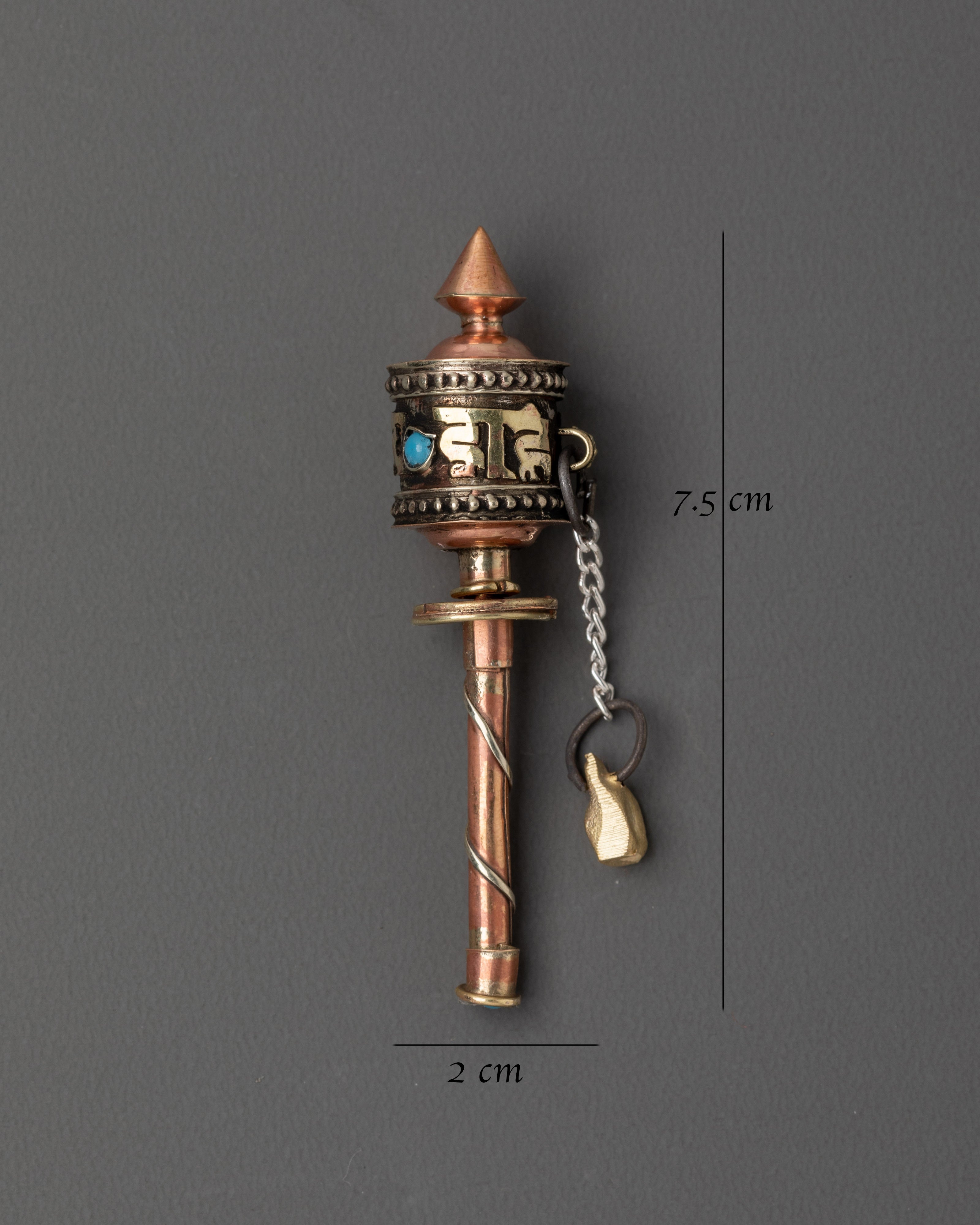 Handheld Tibetan prayer wheel in copper | Mindfulness & Spiritual Practice