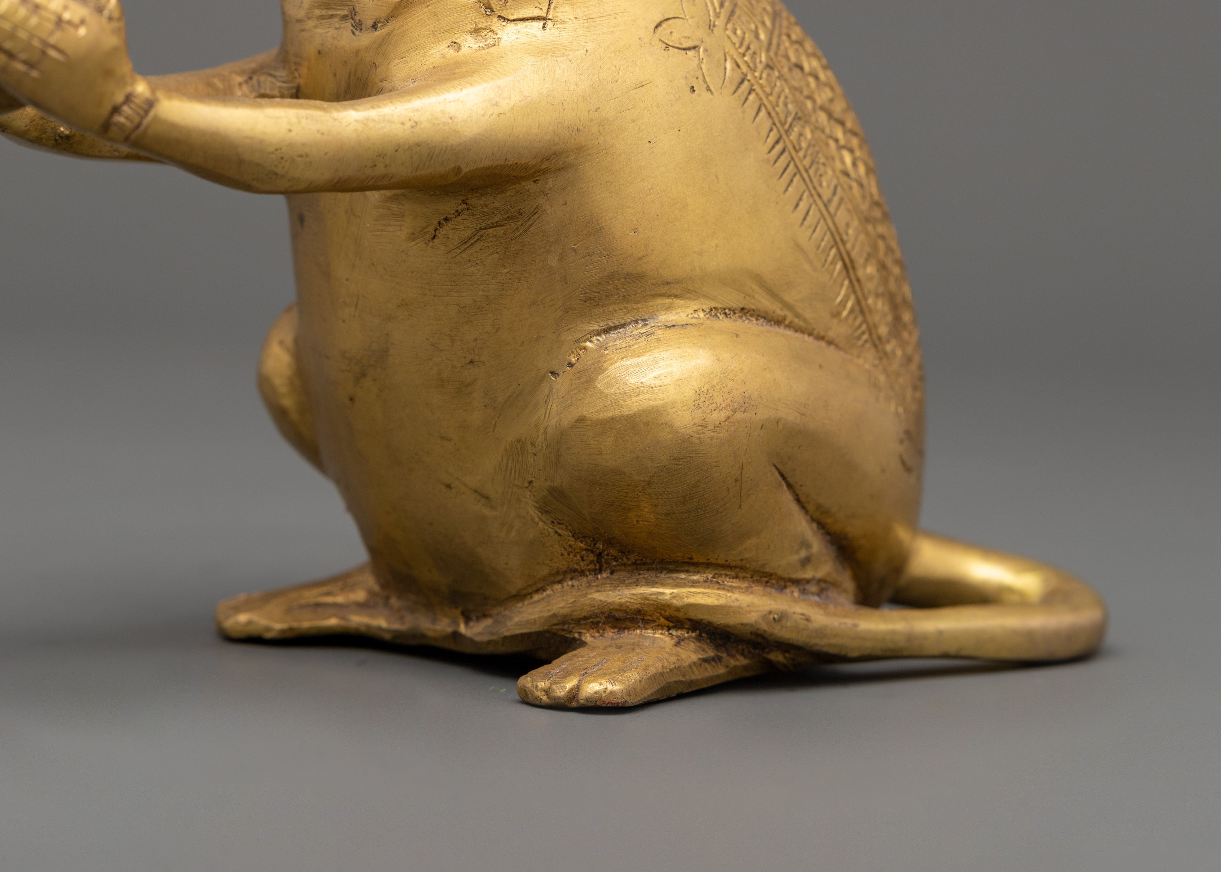 Brass Mouse Oil Lamp Sculpture | Ganesha’s Vahana Decorative Lamp for Ritual or Decor