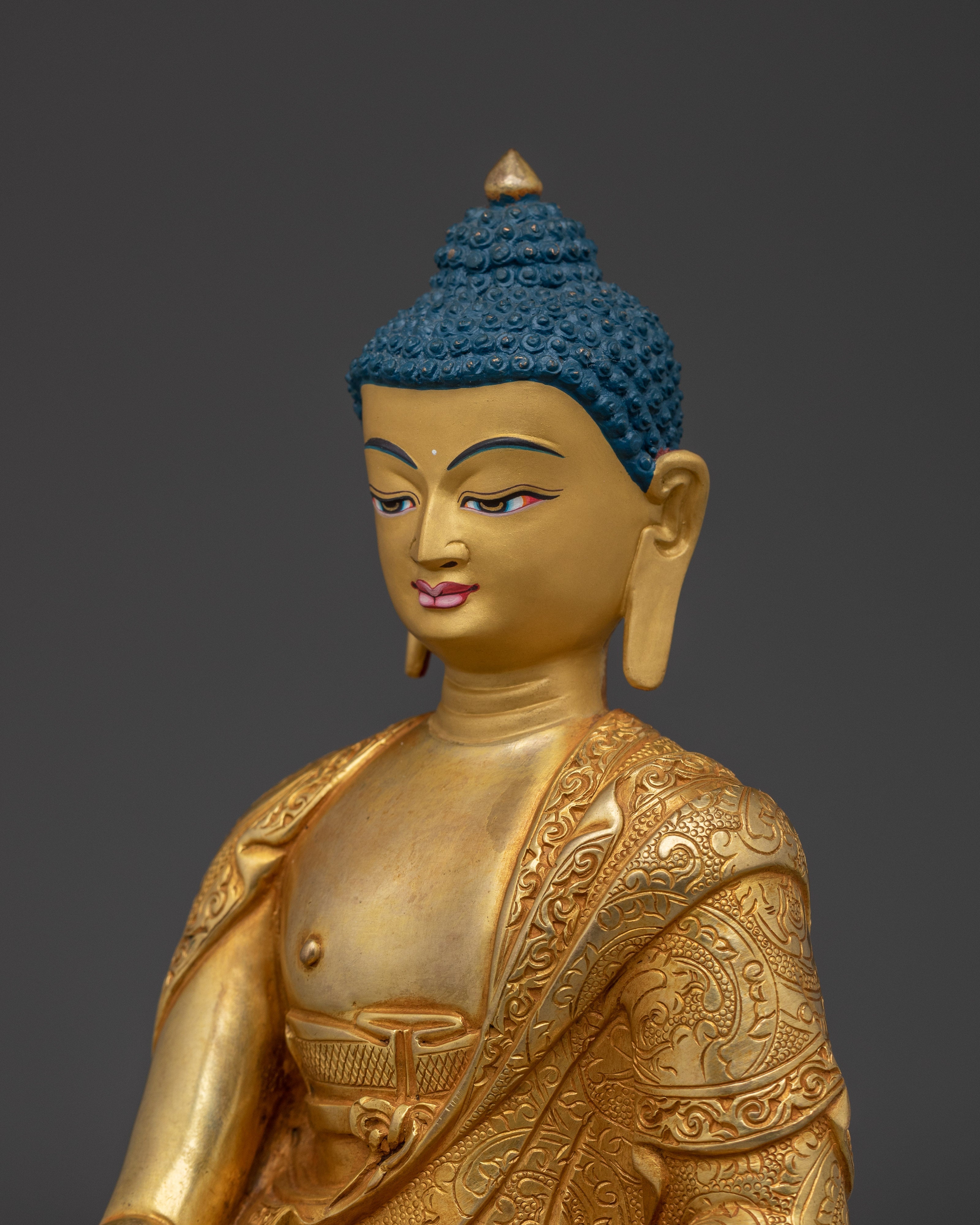 Gold Gilded Copper Shakyamuni Buddha Artwork | Perfect for Meditation and Altar Decor