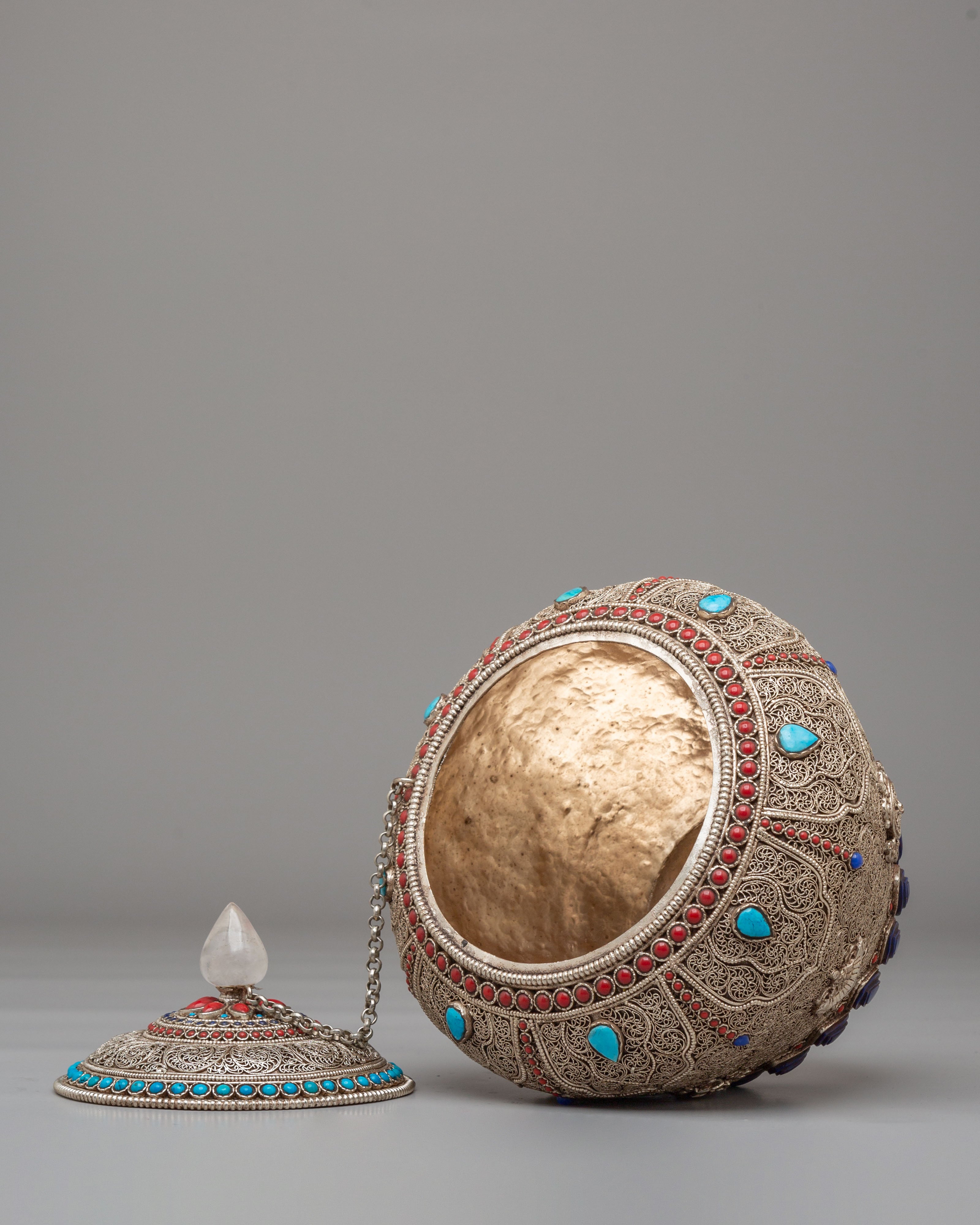 Sacred Tibetan Ritual Rice Pot | Spiritual Offering Vessel