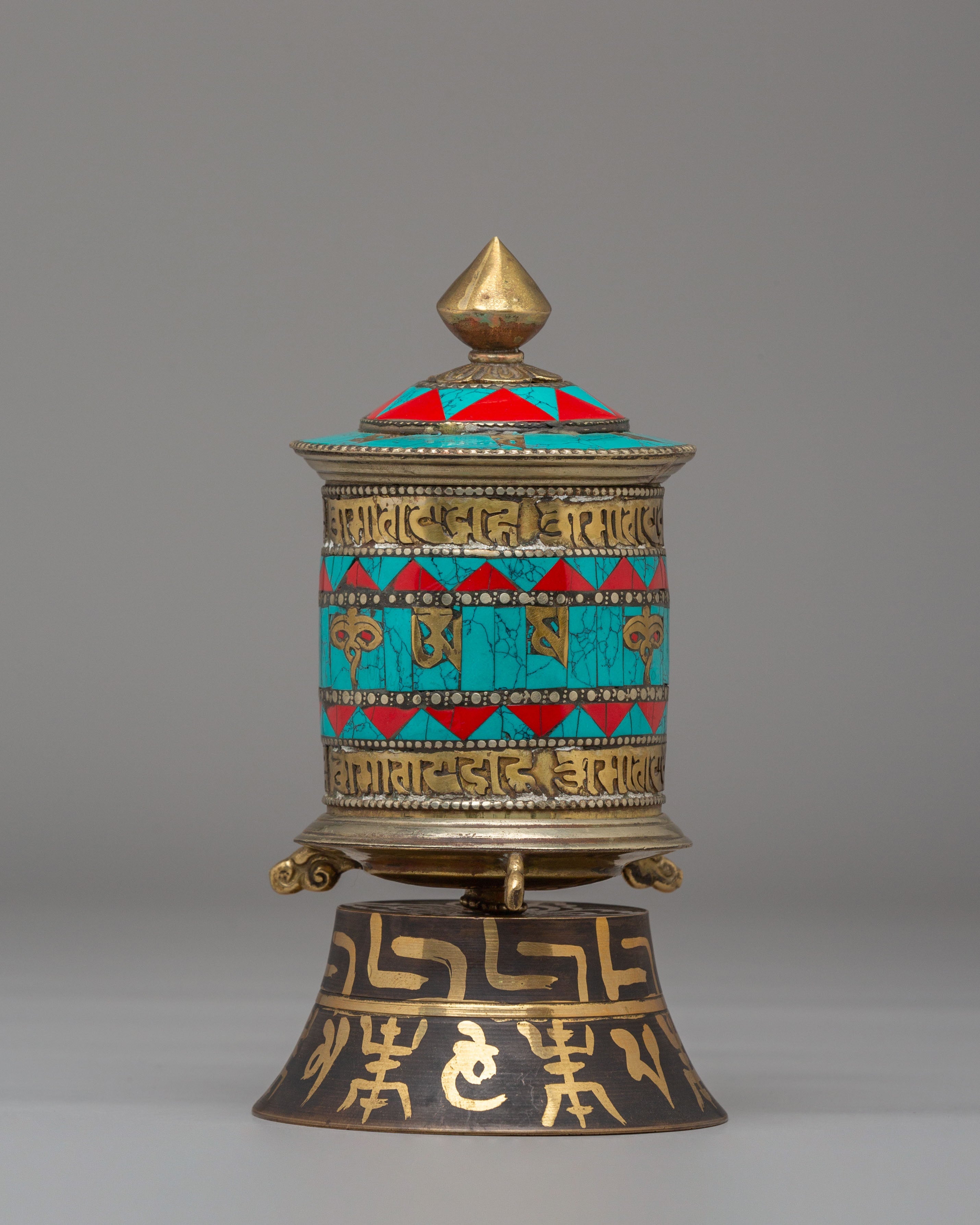 Tibetan Prayer Wheel with Mantras | Handcrafted Copper Mantra Wheel