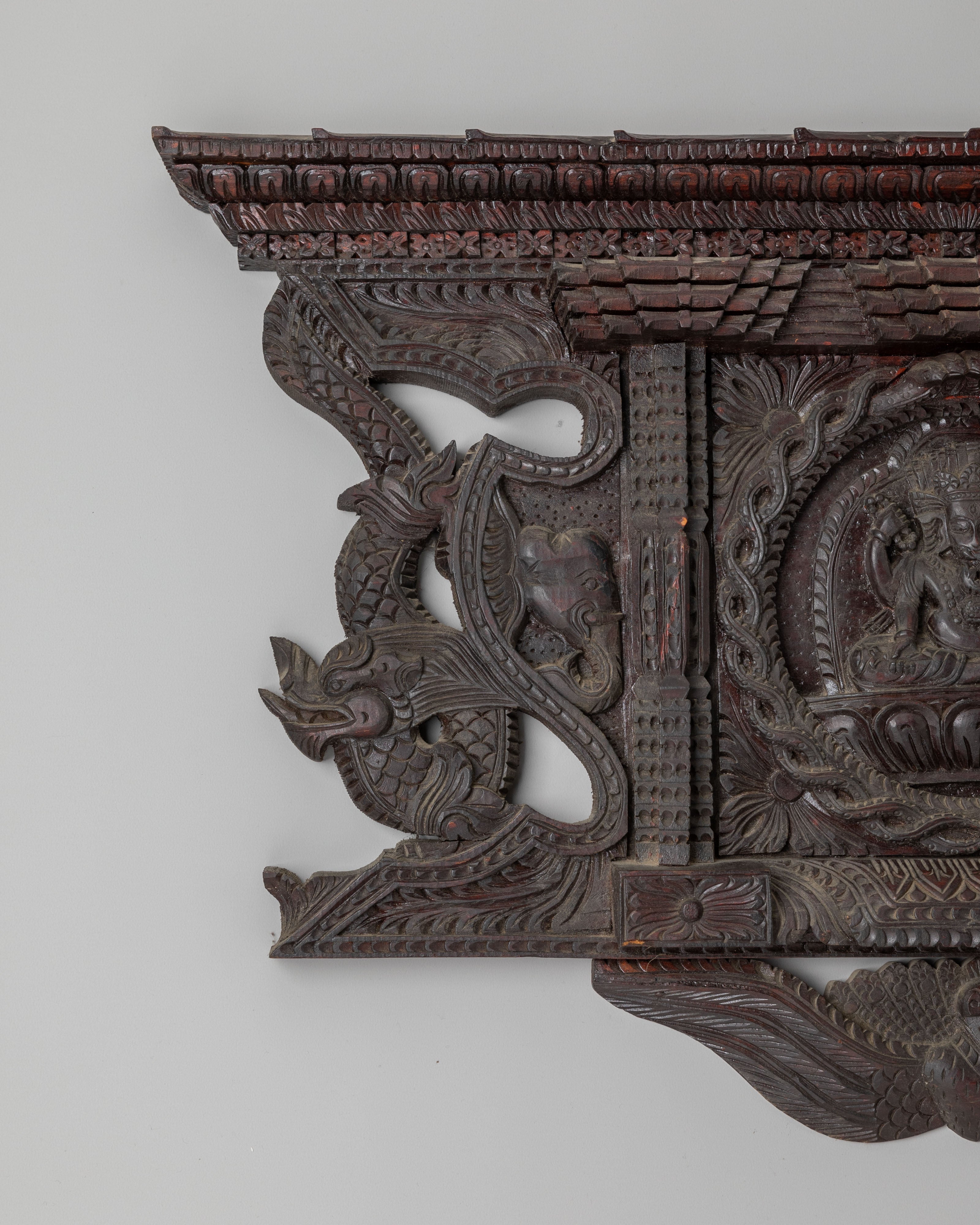 Wooden Wall Hanging with Ganesh Motif | Wooden Religious Decor