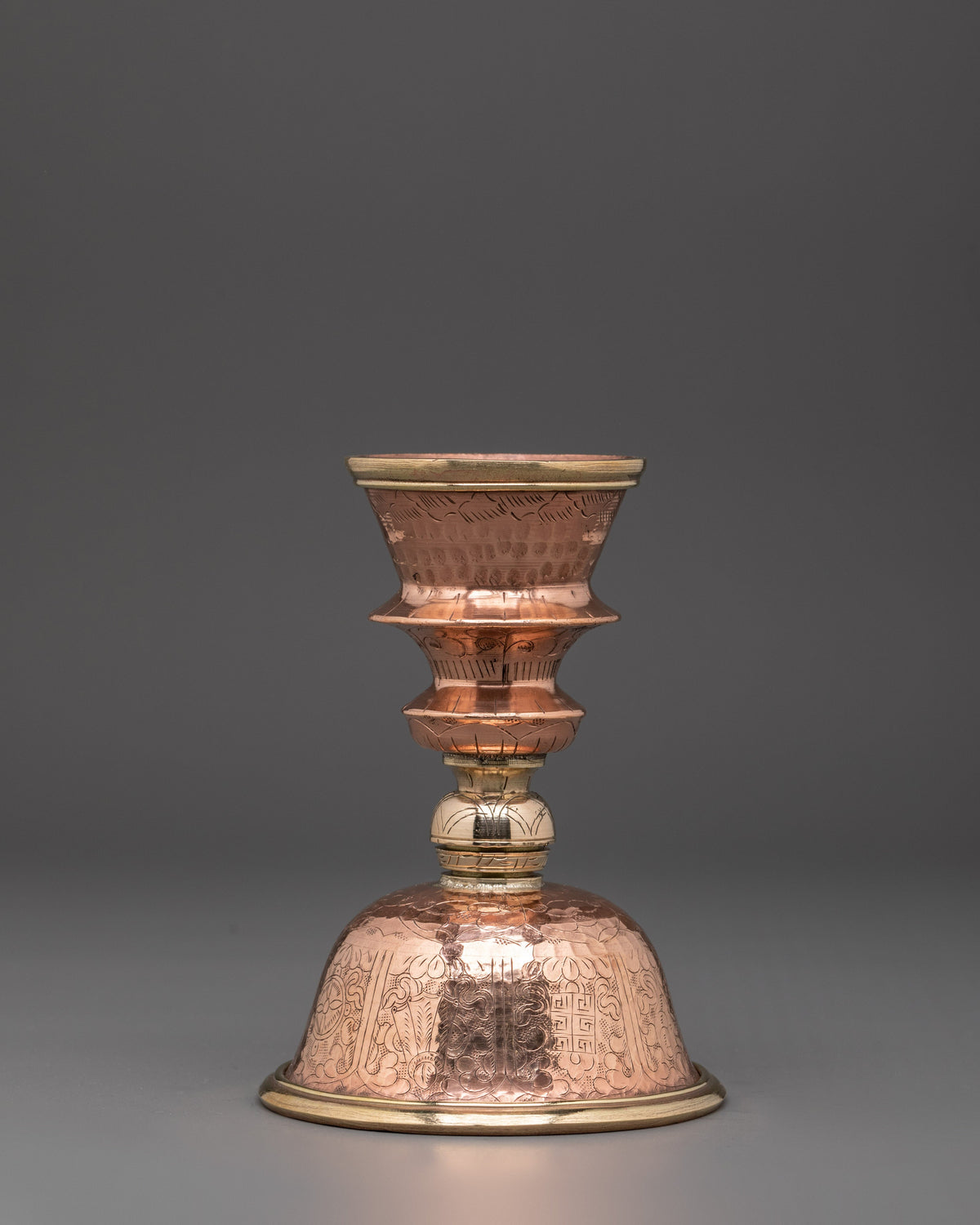 Handmade Buddhist Butter Lamp Set | Tibetan Copper Offering Lamps