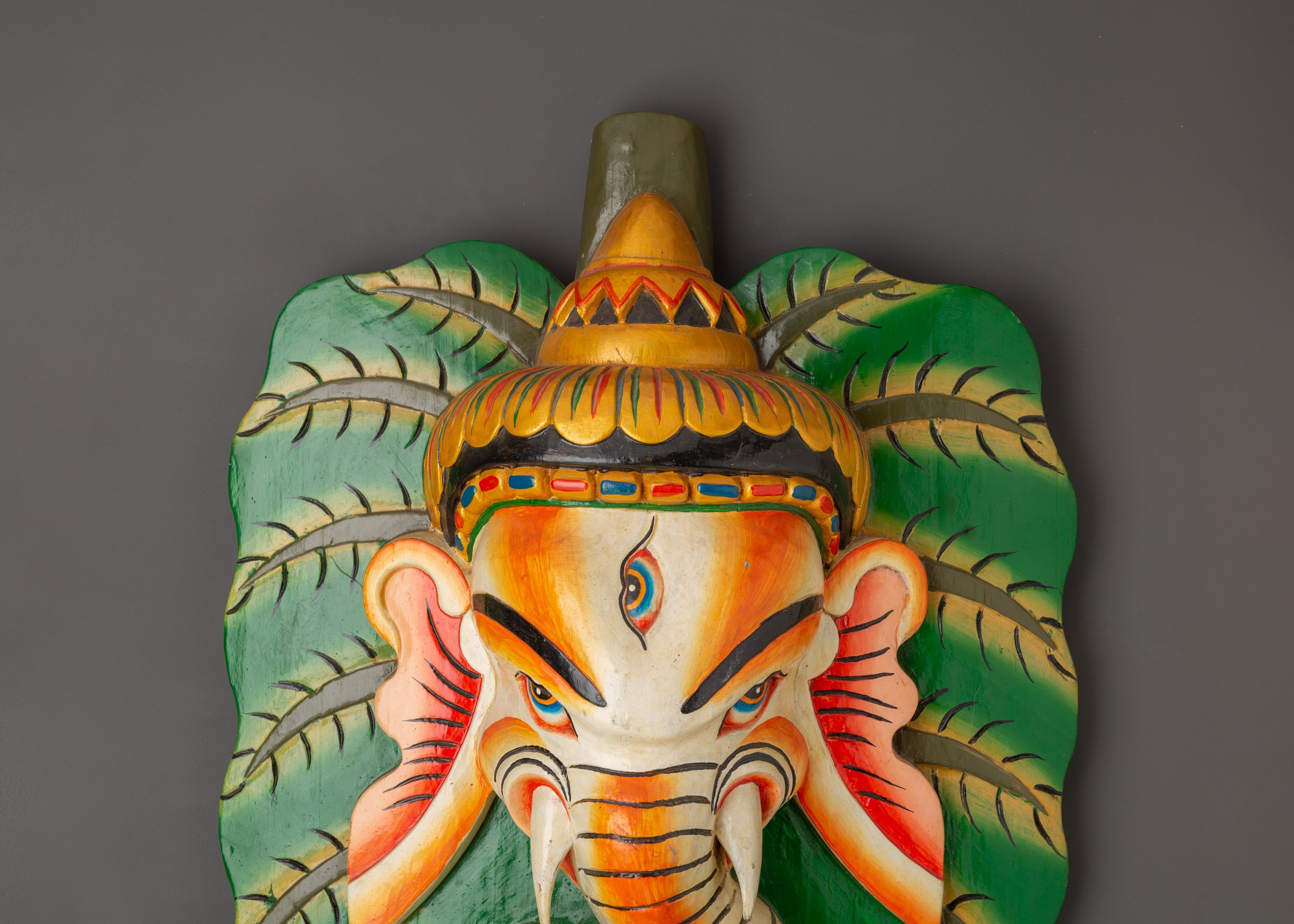 Ganesha Leaf Wall Plaque | for Spiritual and Home Decor