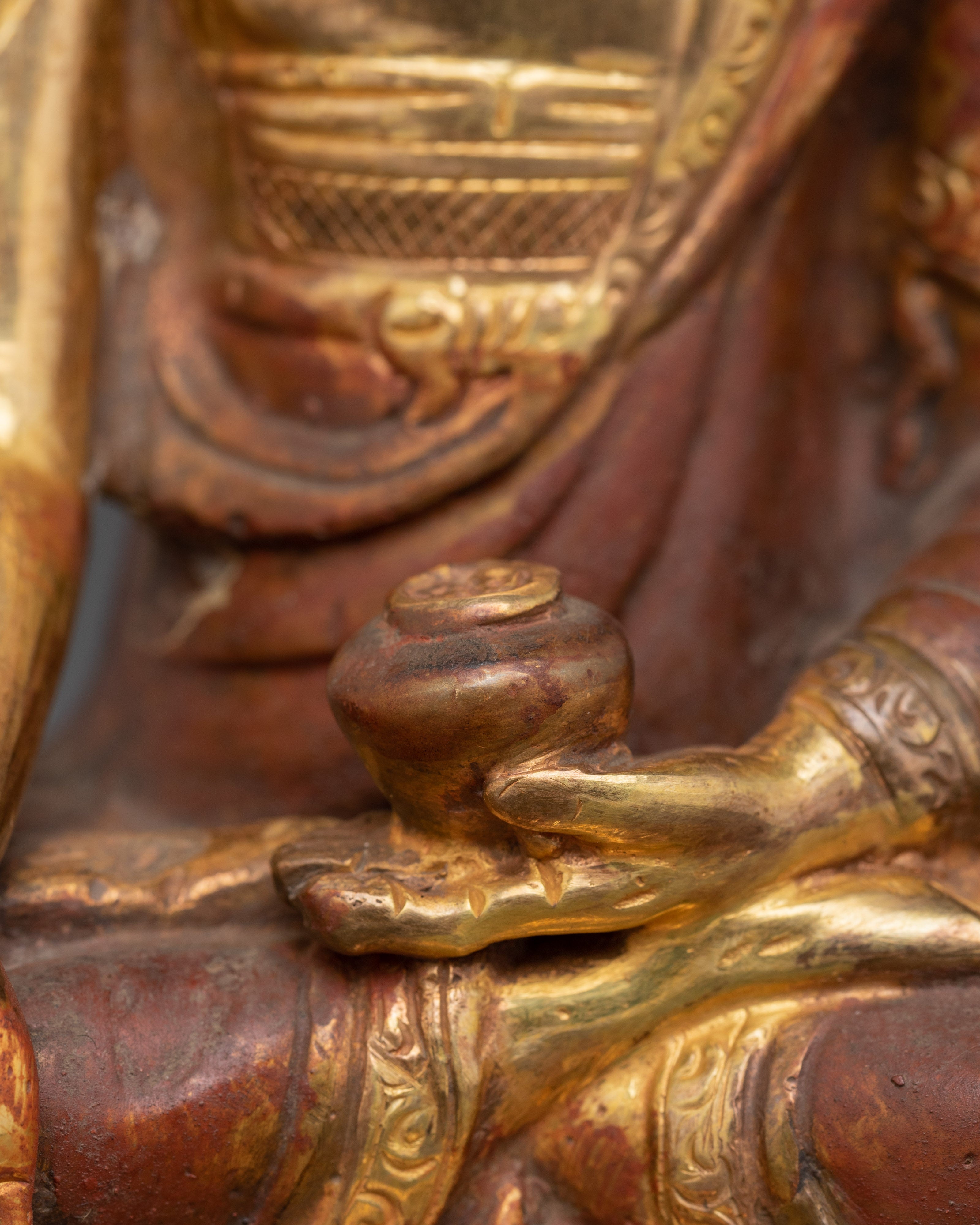 Tibetan Ratnasambhava Sculpture | Copper, Gold Plated Buddhist Icon