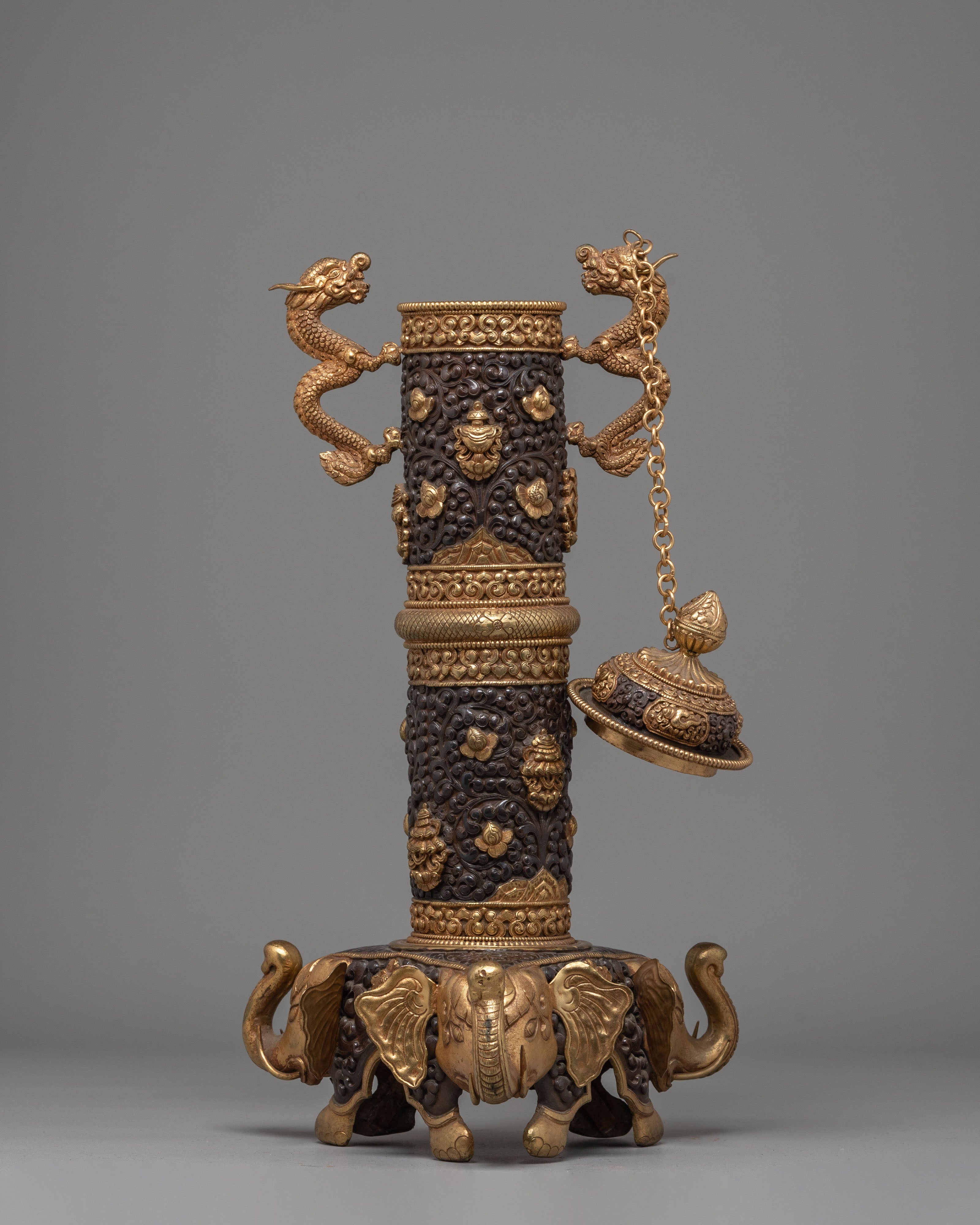 Incense Burner for Ritual Ceremonies | Copper and Gold Plated with Acrylic Details