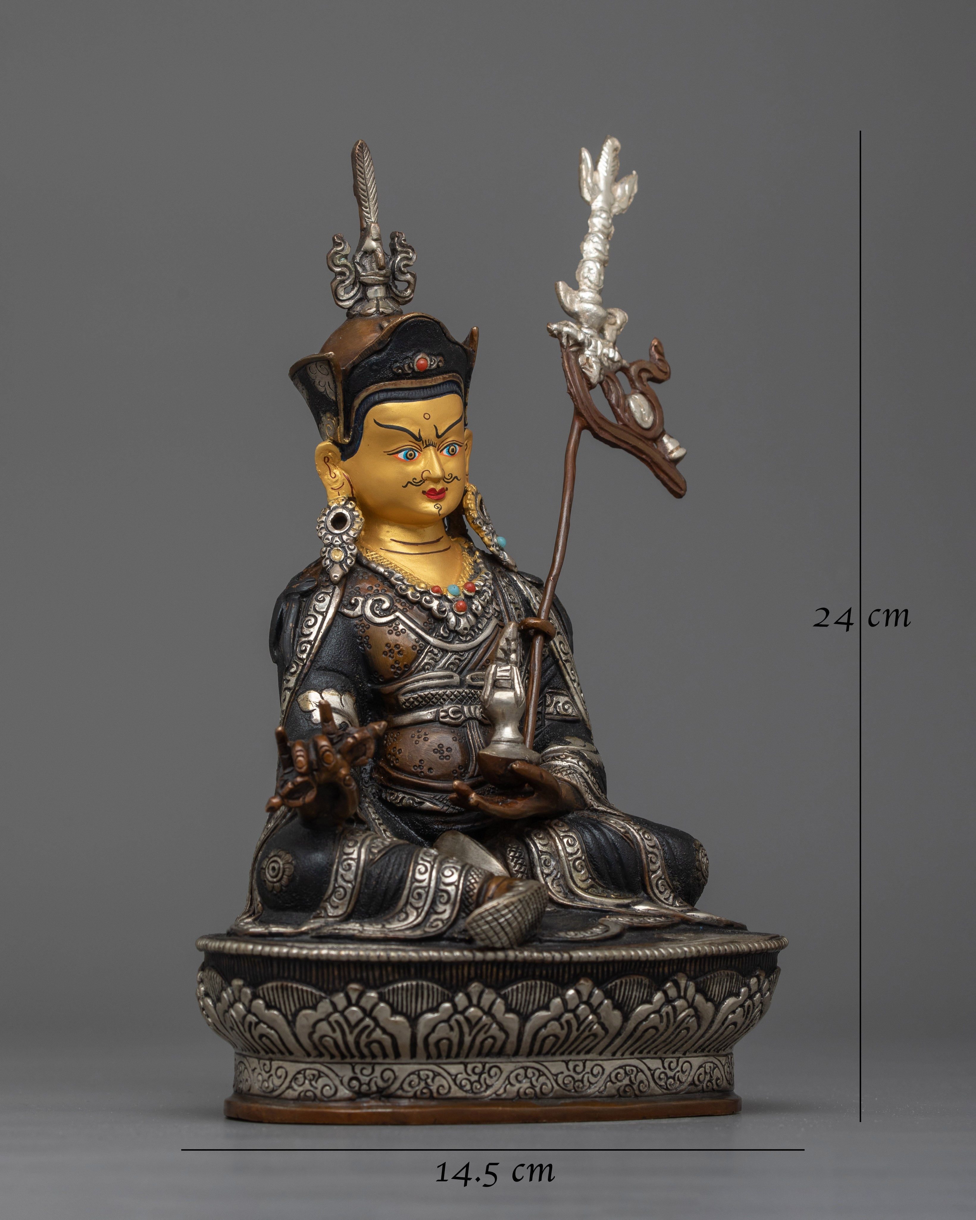 Guru Rinpoche Oxidized Silver-Plated Statue | Made in Nepal