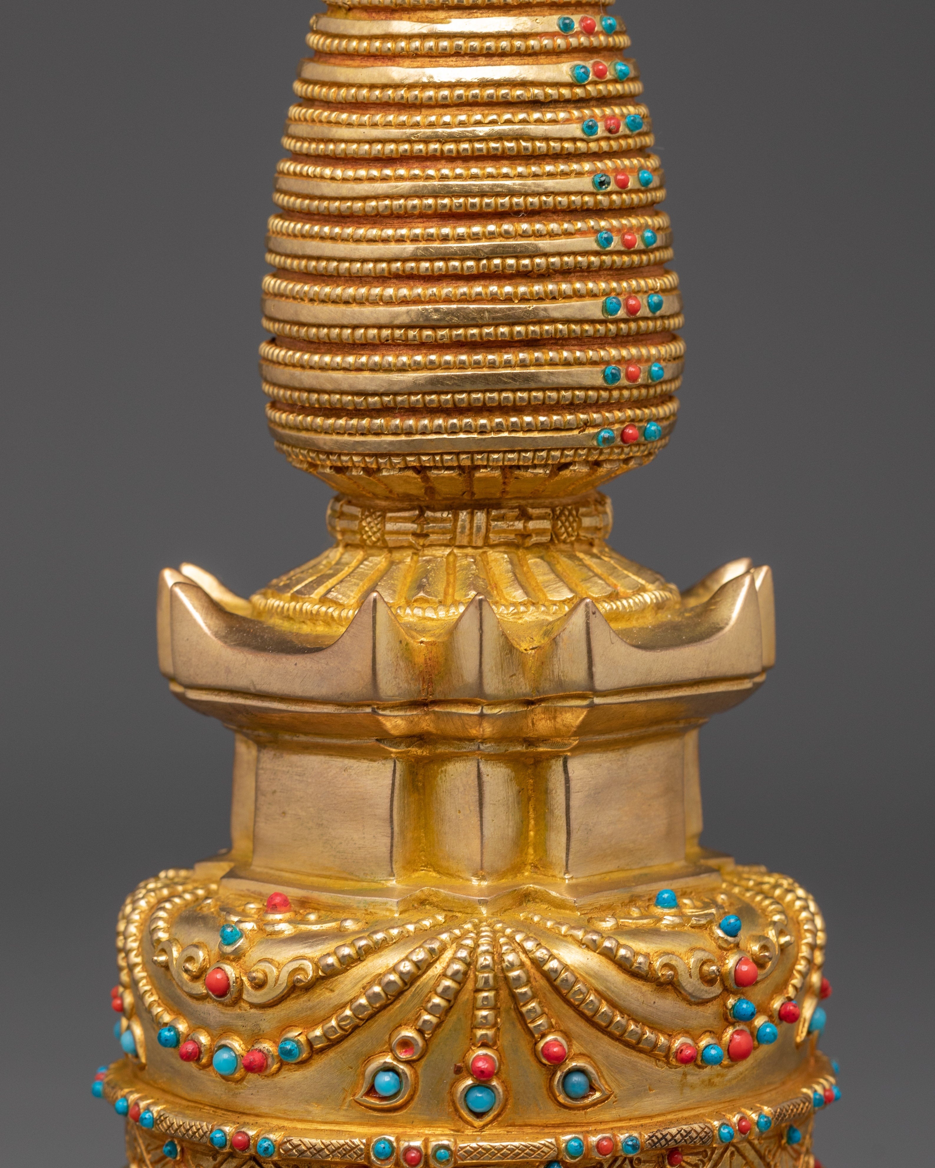 Sacred Buddhist Copper Stupa | Spiritual Figure for Altars and Blessings