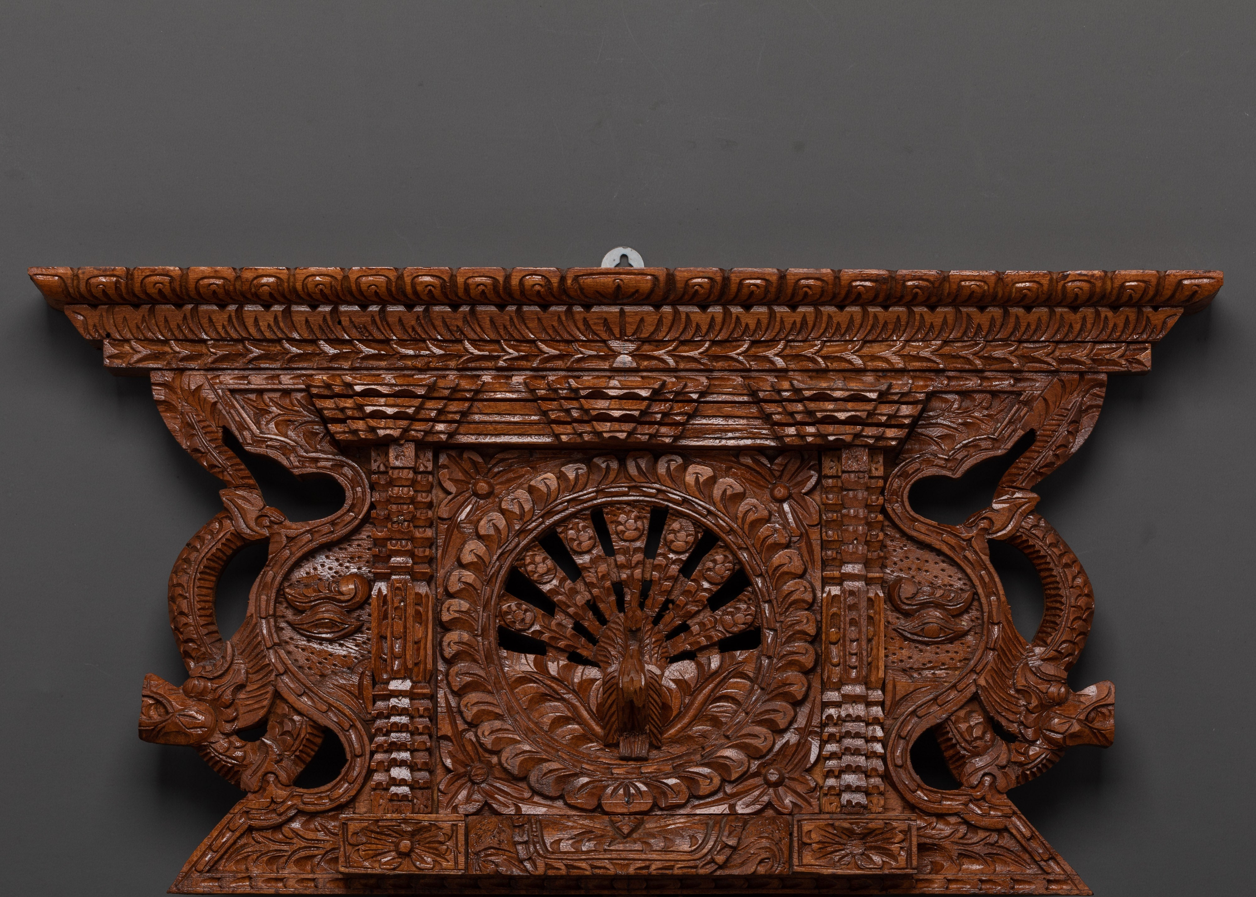 Traditional Wooden Wall Hanging | Peacock Motif Decor